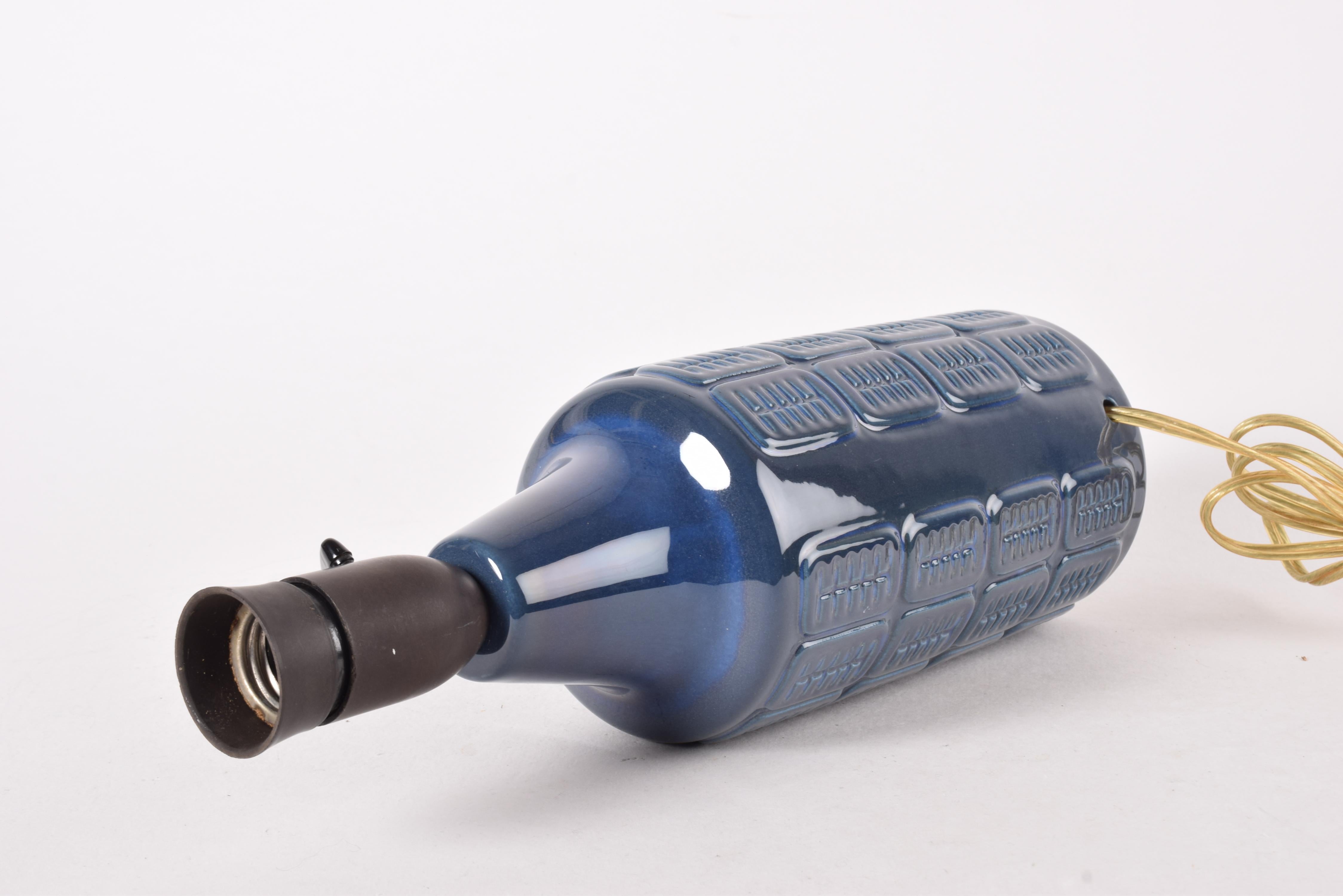 Danish Mid-century Blue Ceramic Table Lamp by Einar Johansen for Søholm, 1960s For Sale 5