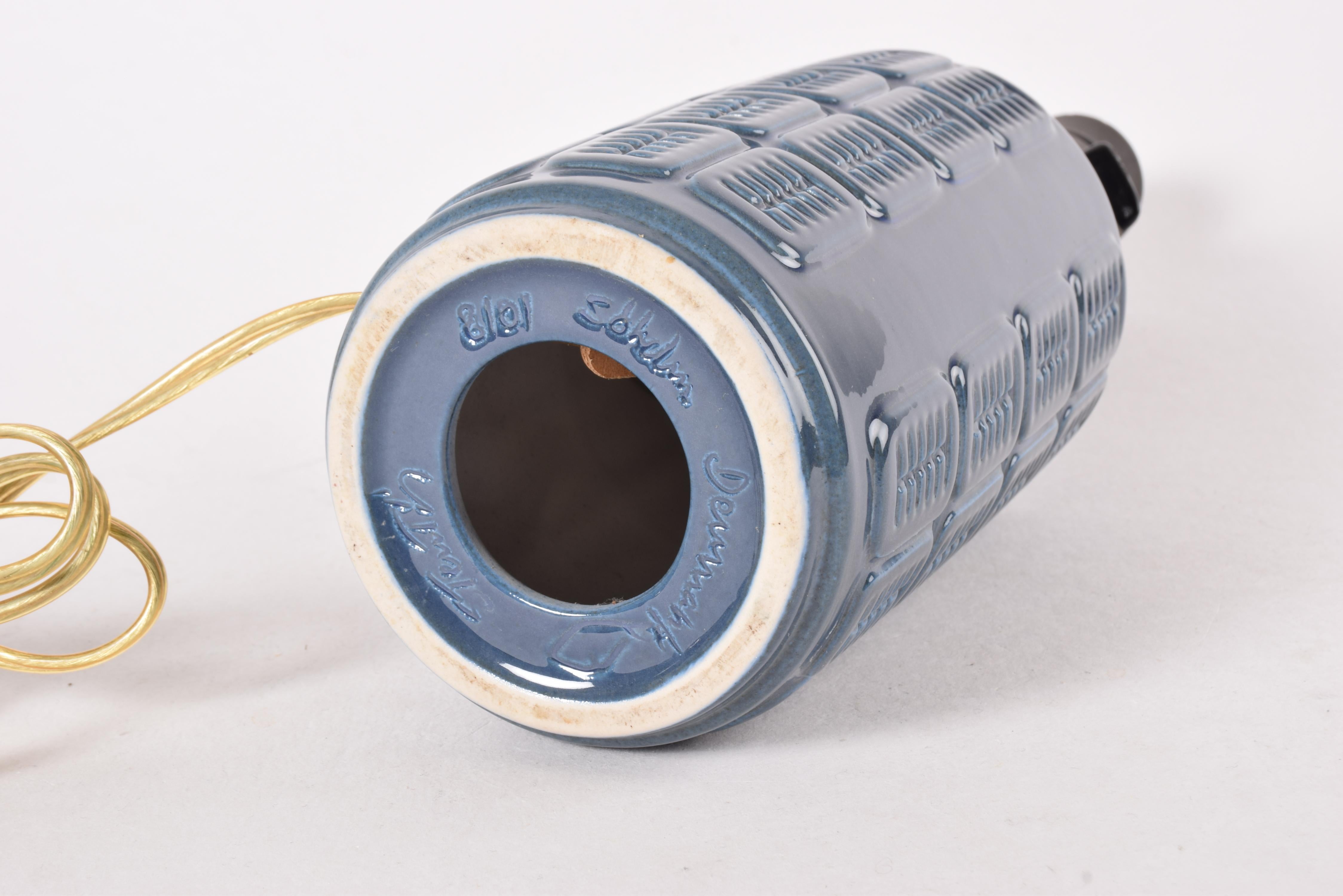 Danish Mid-century Blue Ceramic Table Lamp by Einar Johansen for Søholm, 1960s For Sale 6