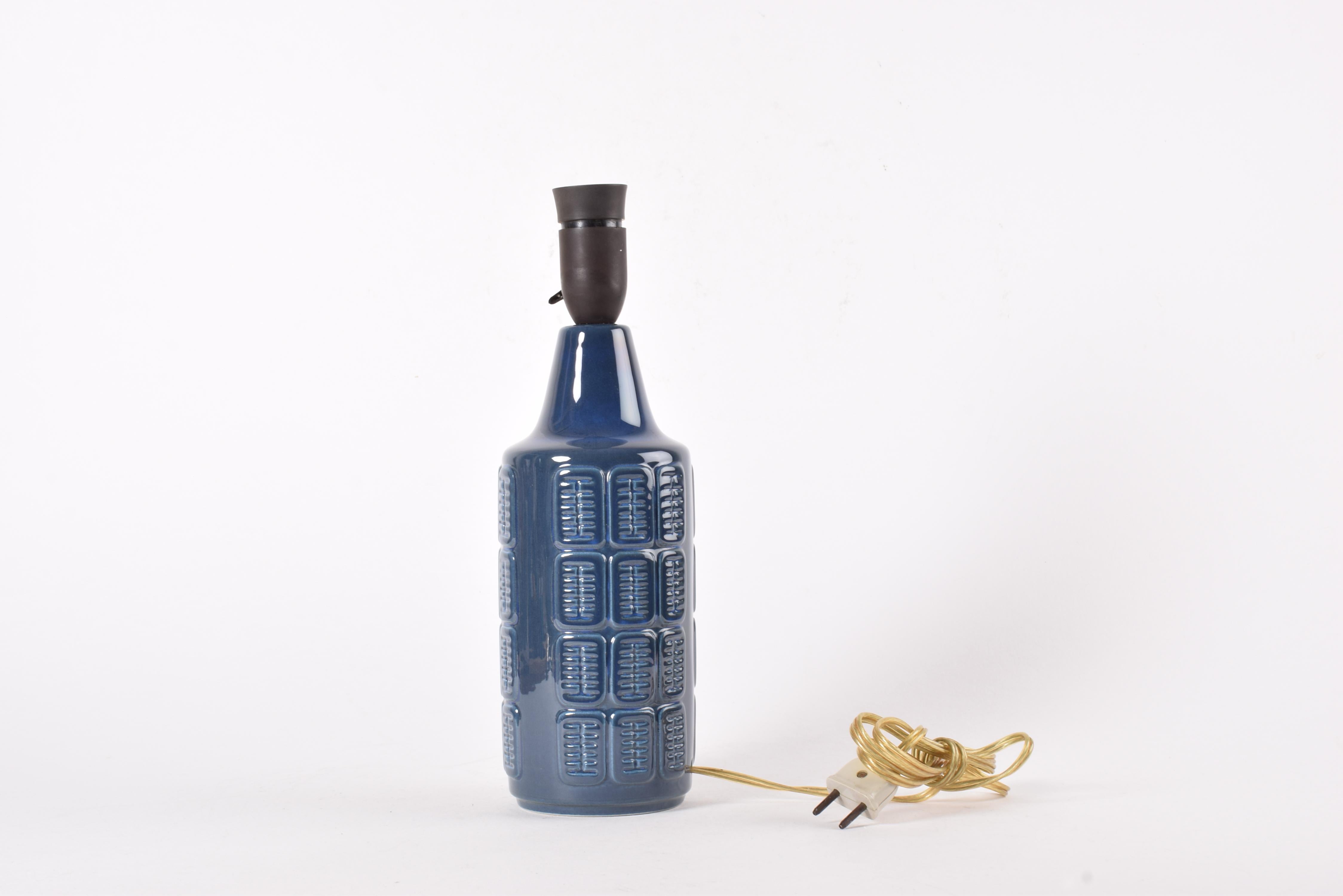Danish Mid-century Blue Ceramic Table Lamp by Einar Johansen for Søholm, 1960s For Sale 2