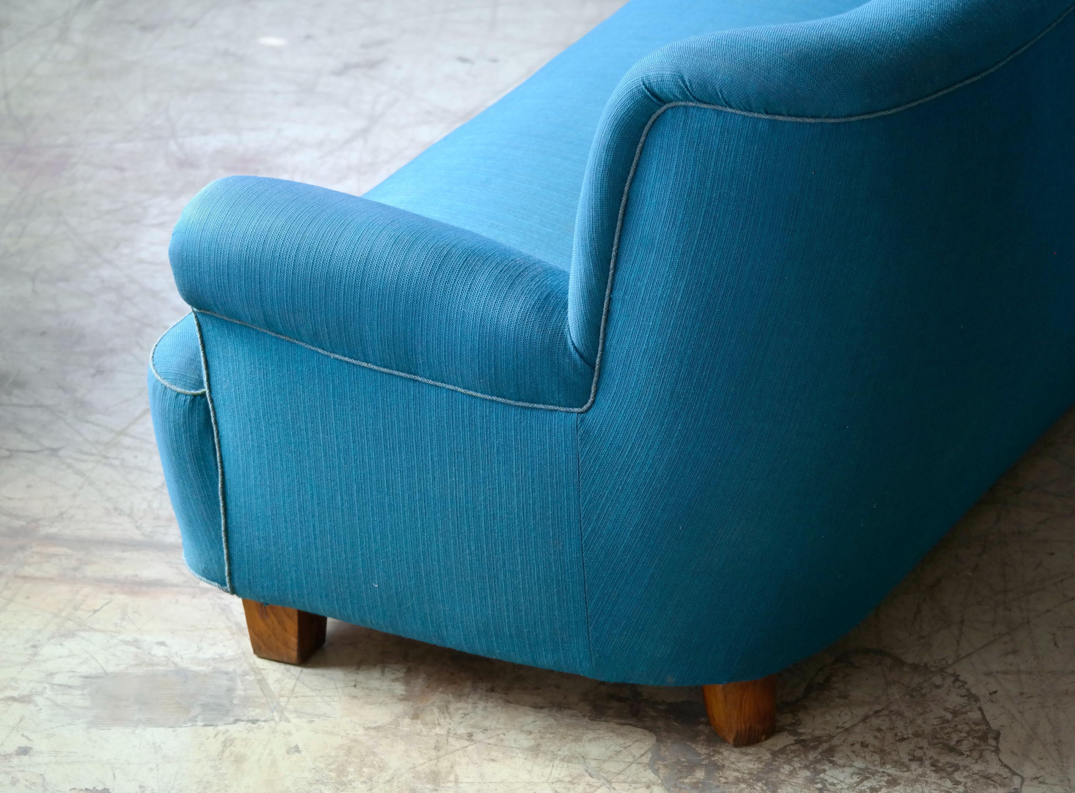 Wool Danish Midcentury Boesen Style Large Four-Seat Danish Sofa, 1940s
