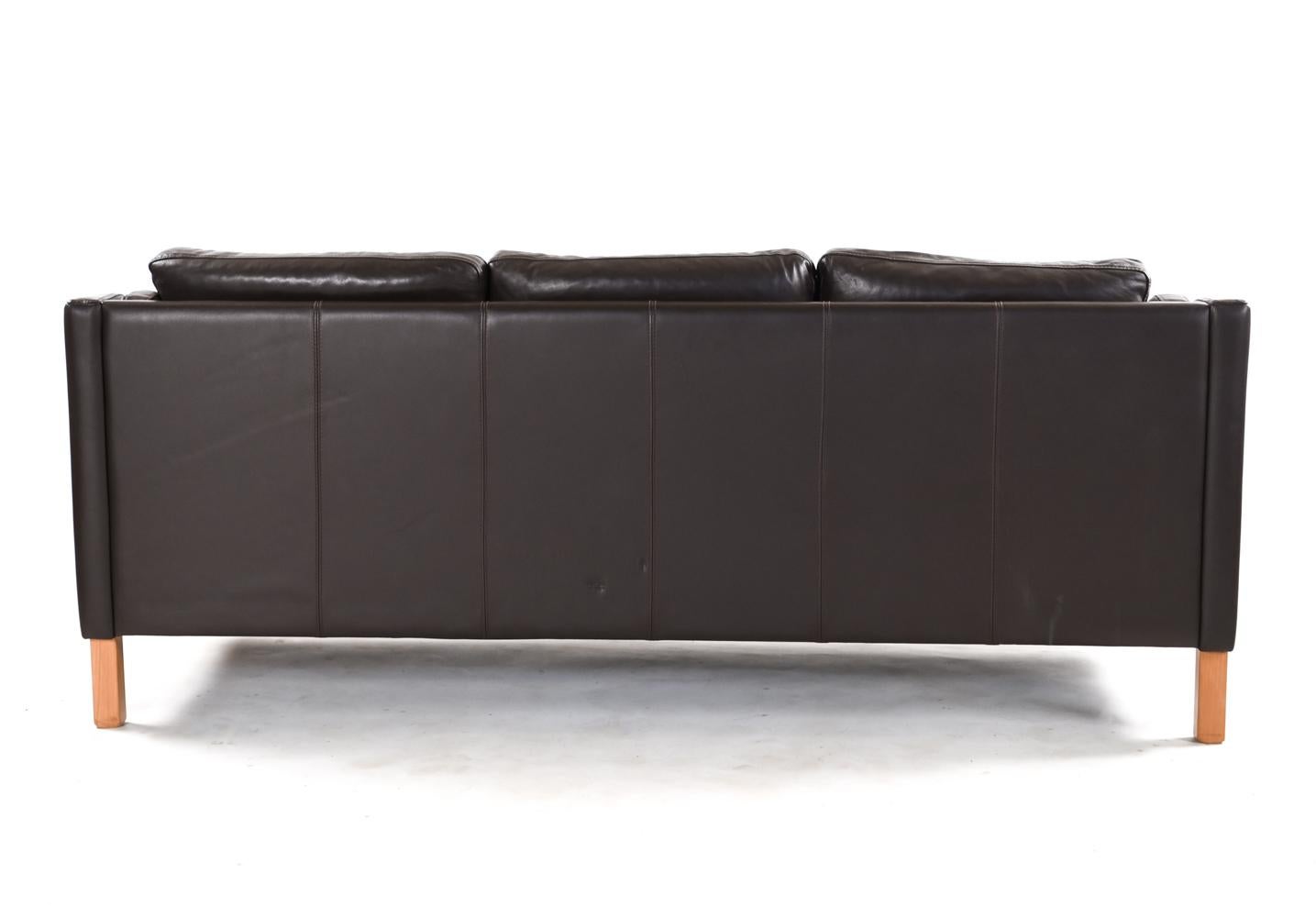 Danish Midcentury Børge Mogensen Style Leather Sofa 5