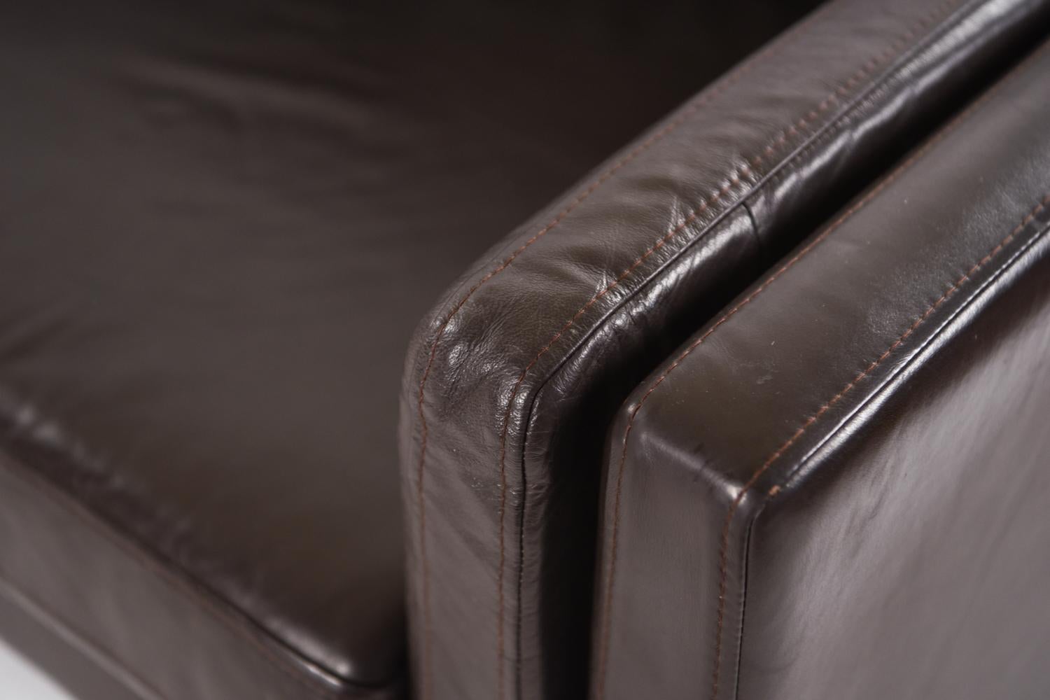Mid-Century Modern Danish Midcentury Børge Mogensen Style Leather Sofa