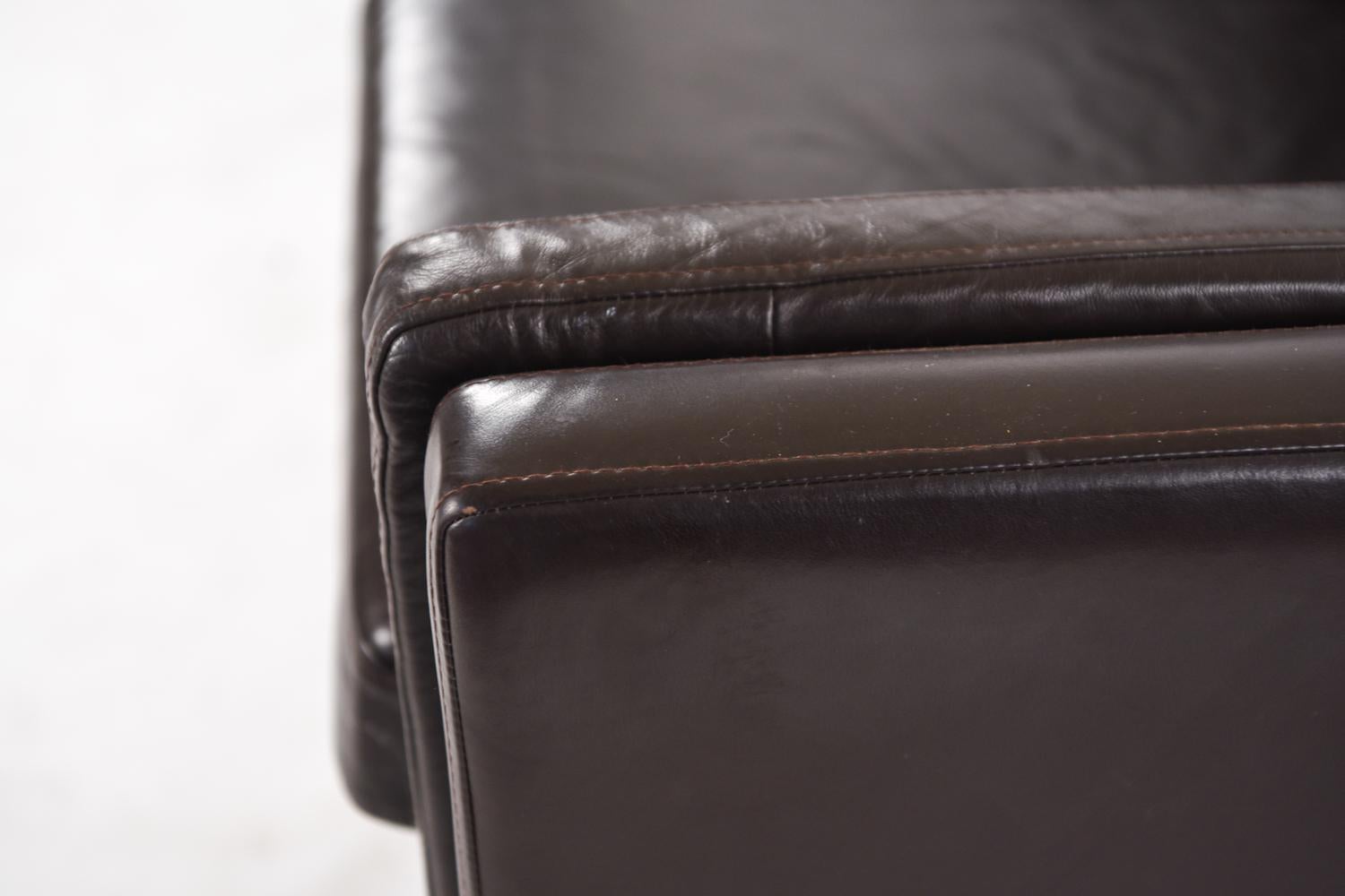 20th Century Danish Midcentury Børge Mogensen Style Leather Sofa