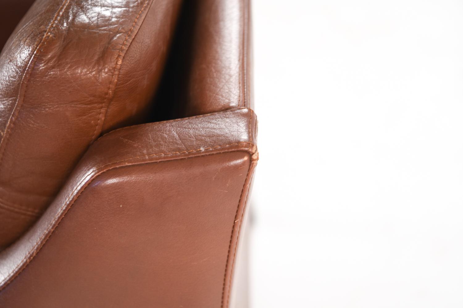 Leather Danish Midcentury Borge Mogensen Style Three-Piece Sofa Suite