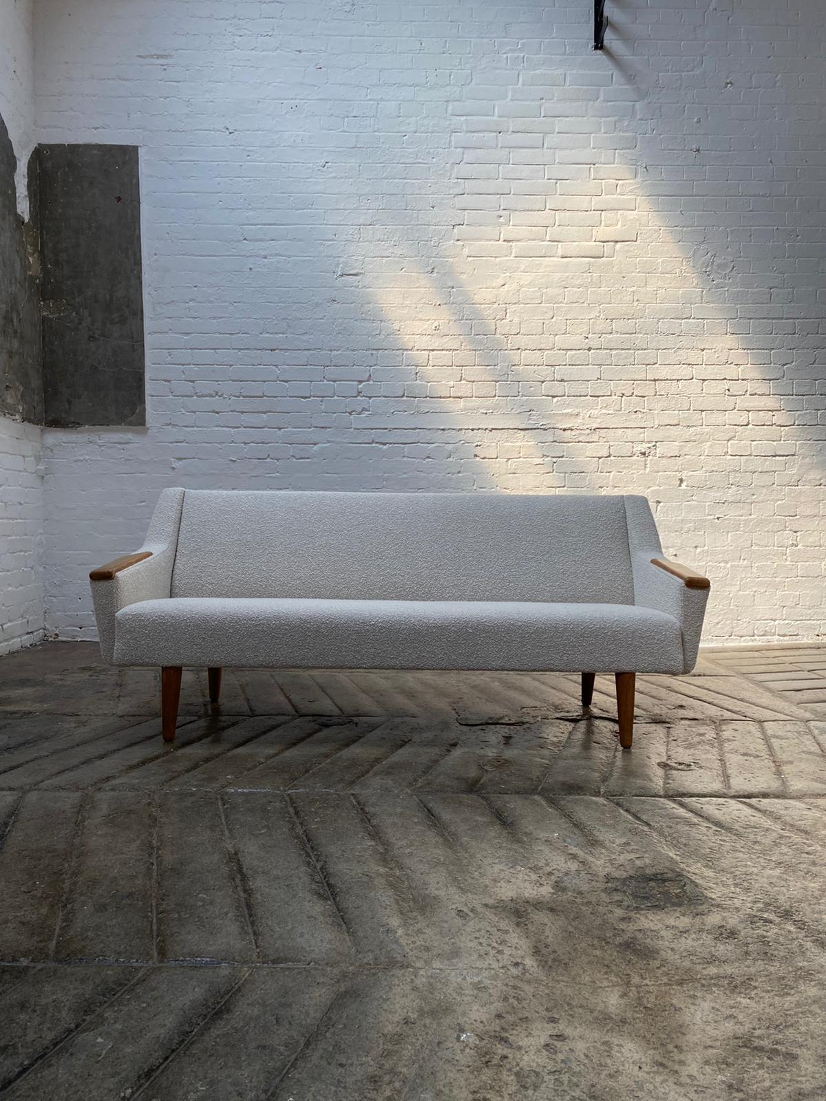 Danish Mid-Century Bouclé Wing Sofa In Good Condition In Somerton, GB