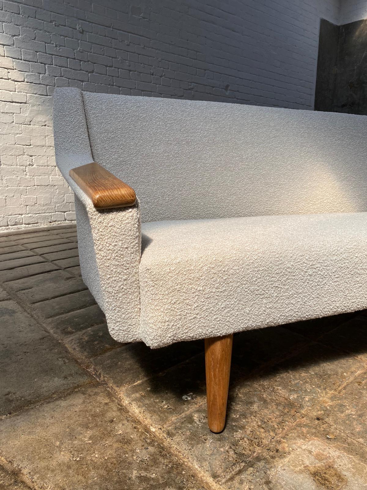 Danish Mid-Century Bouclé Wing Sofa 1