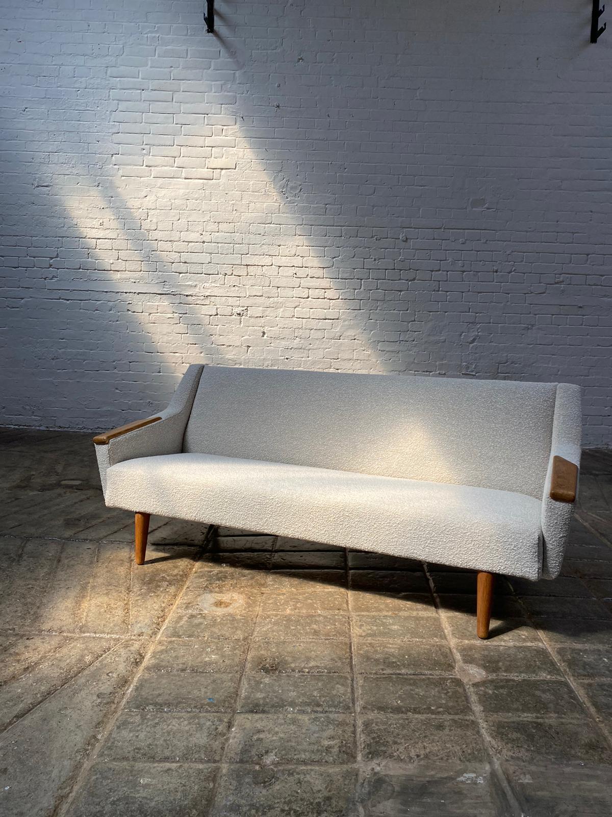 Danish Mid-Century Bouclé Wing Sofa 3