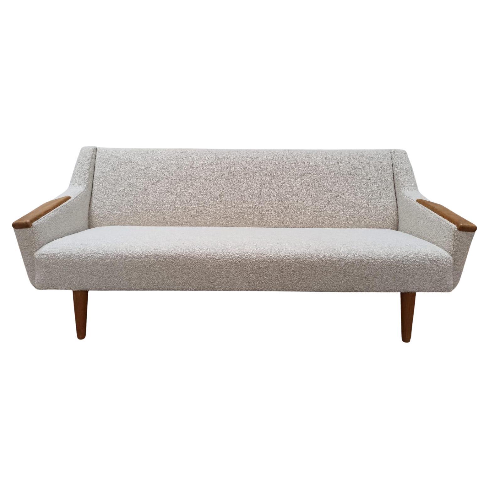 Danish Mid-Century Bouclé Wing Sofa