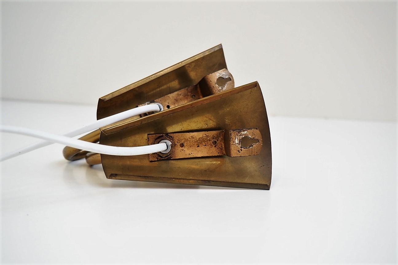 Danish Midcentury Brass and Opaline Sconces Made in the 1940s For Sale 4