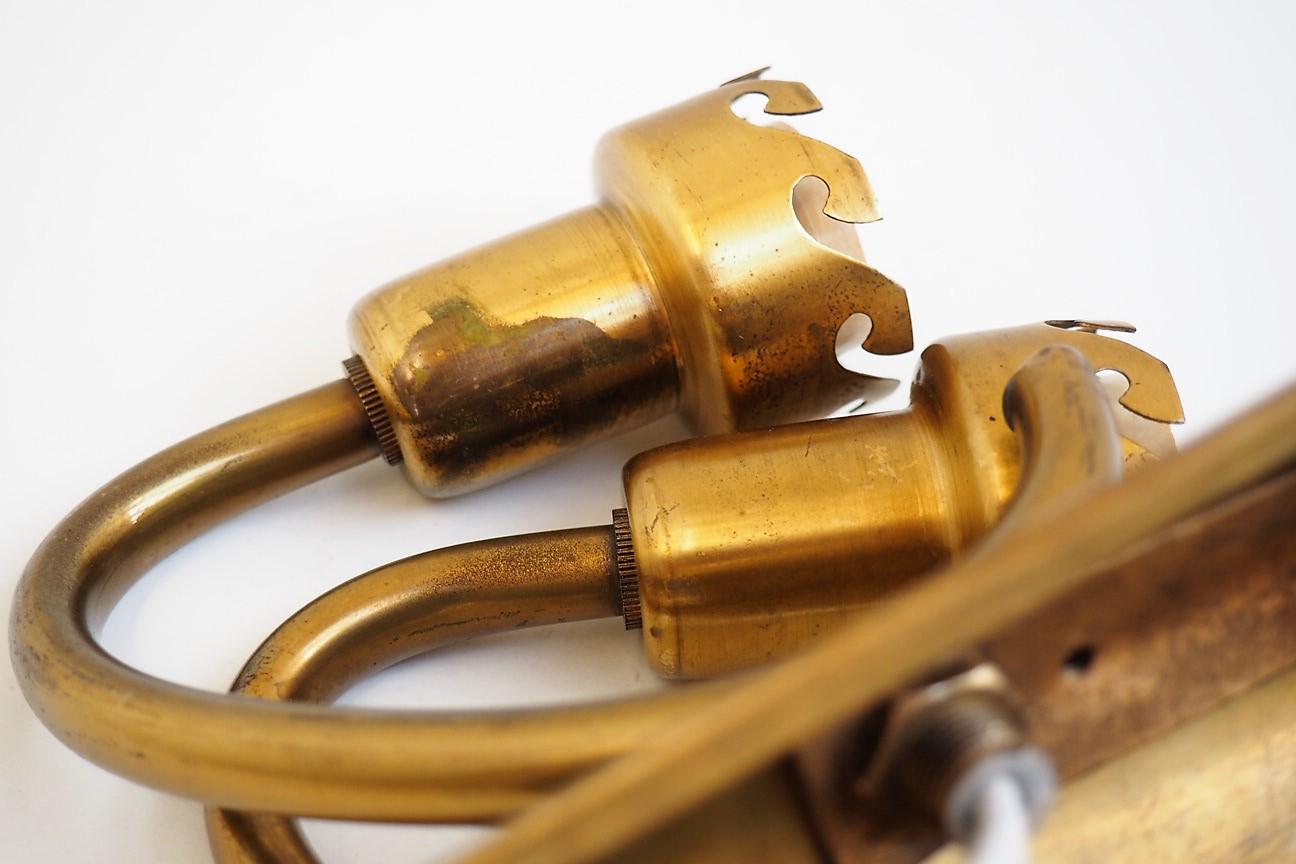 Danish Midcentury Brass and Opaline Sconces Made in the 1940s For Sale 5