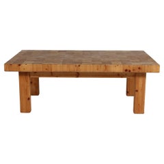Danish Mid-century Brutalist Coffee Table Solid Pine in Daumiller Style 1970s