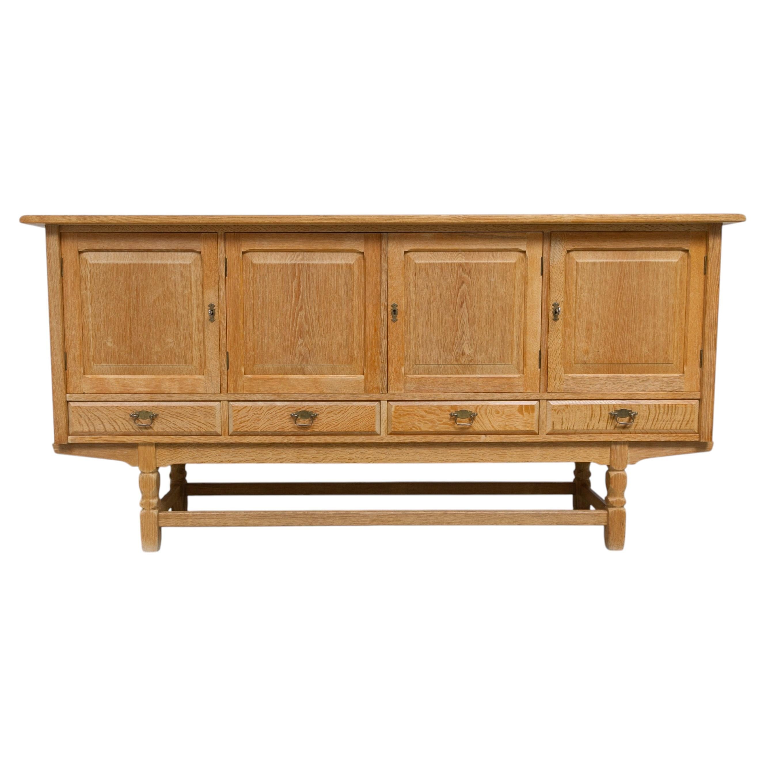 Danish Mid-Century Brutalist Oak Sideboard by Henning Kjærnulf for EG, 1960s. For Sale