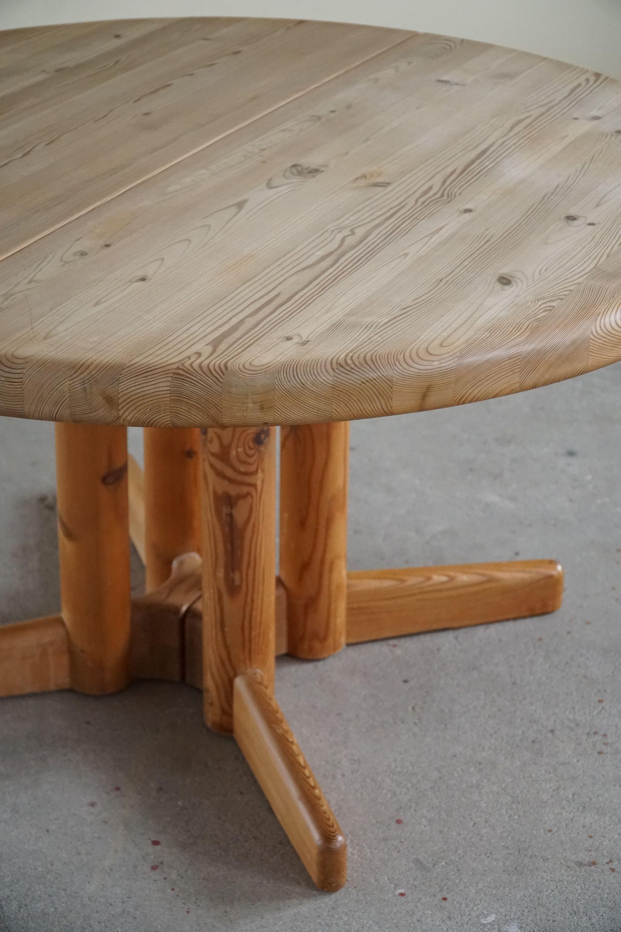 Late 20th Century Danish Mid Century Brutalist Round Dining Table in Pine, by Rainer Daumiller