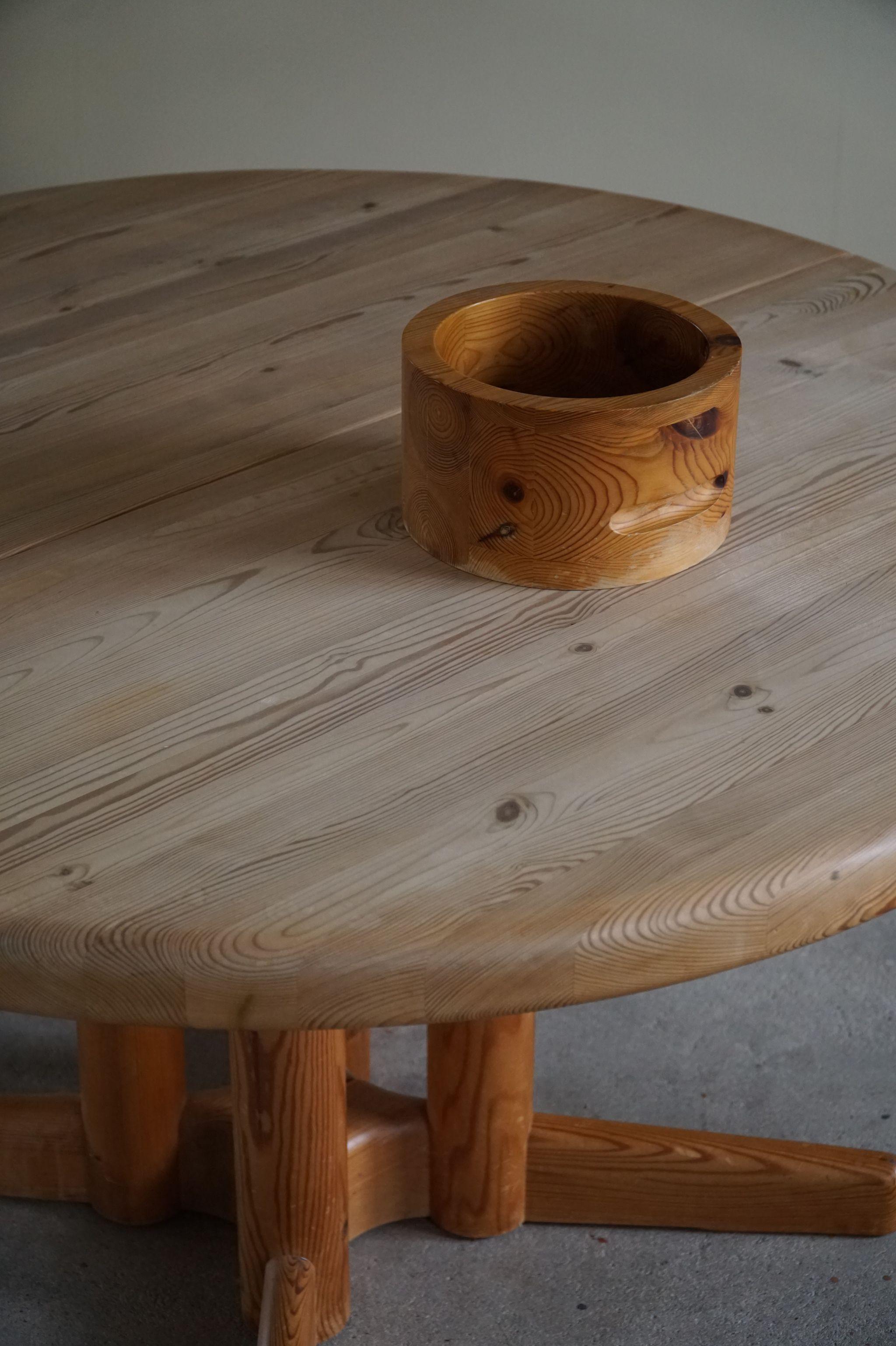 Danish Mid Century Brutalist Round Dining Table in Pine, by Rainer Daumiller 2