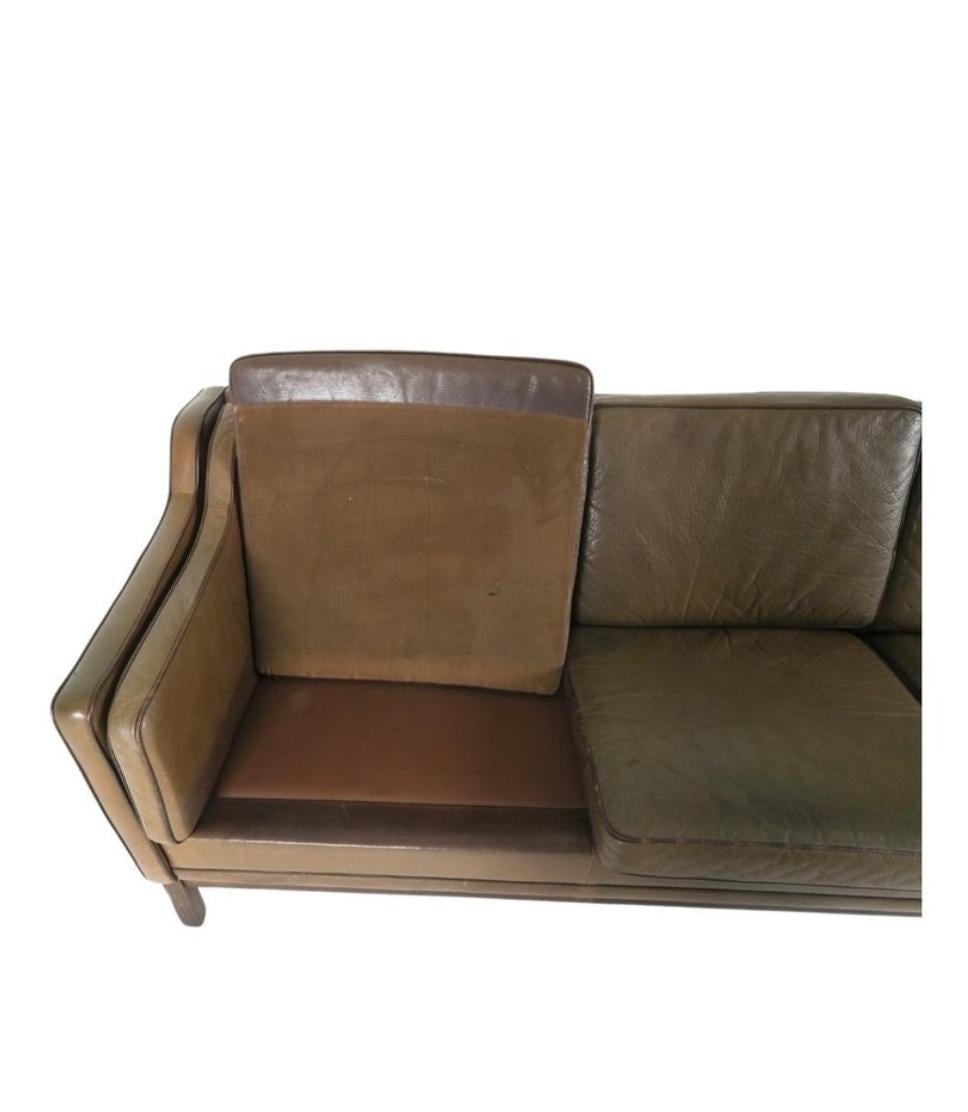 Danish Mid Century Buffalo Hide Leather Sofa By Mogens Hansen Circa 1960's For Sale 2
