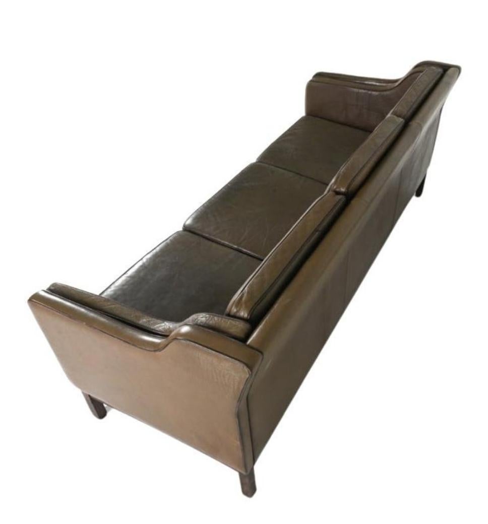 Danish Mid Century Buffalo Hide Leather Sofa By Mogens Hansen Circa 1960's For Sale 3
