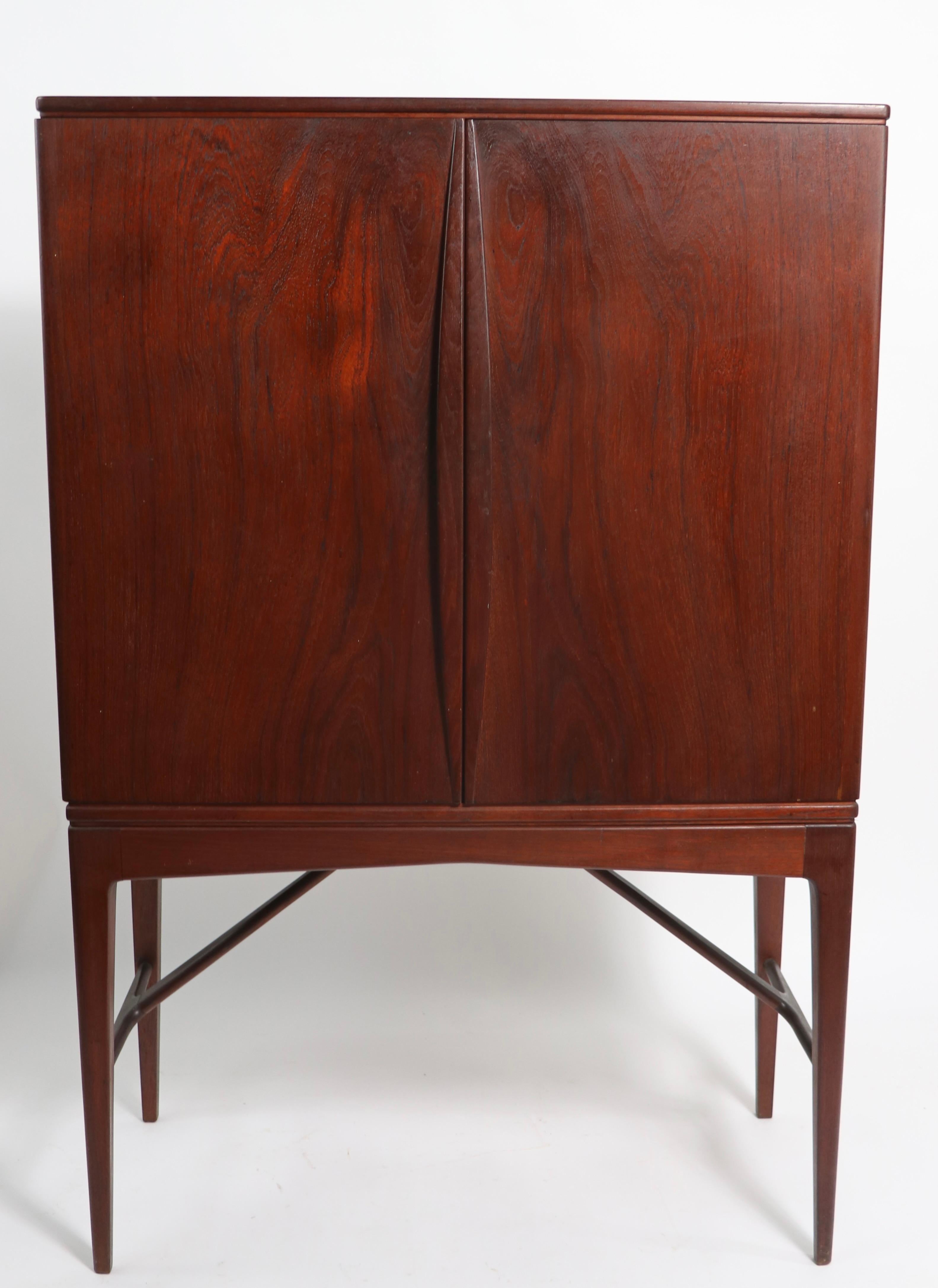 Danish Mid Century Cabinet Dry Bar on High Legs In Good Condition In New York, NY