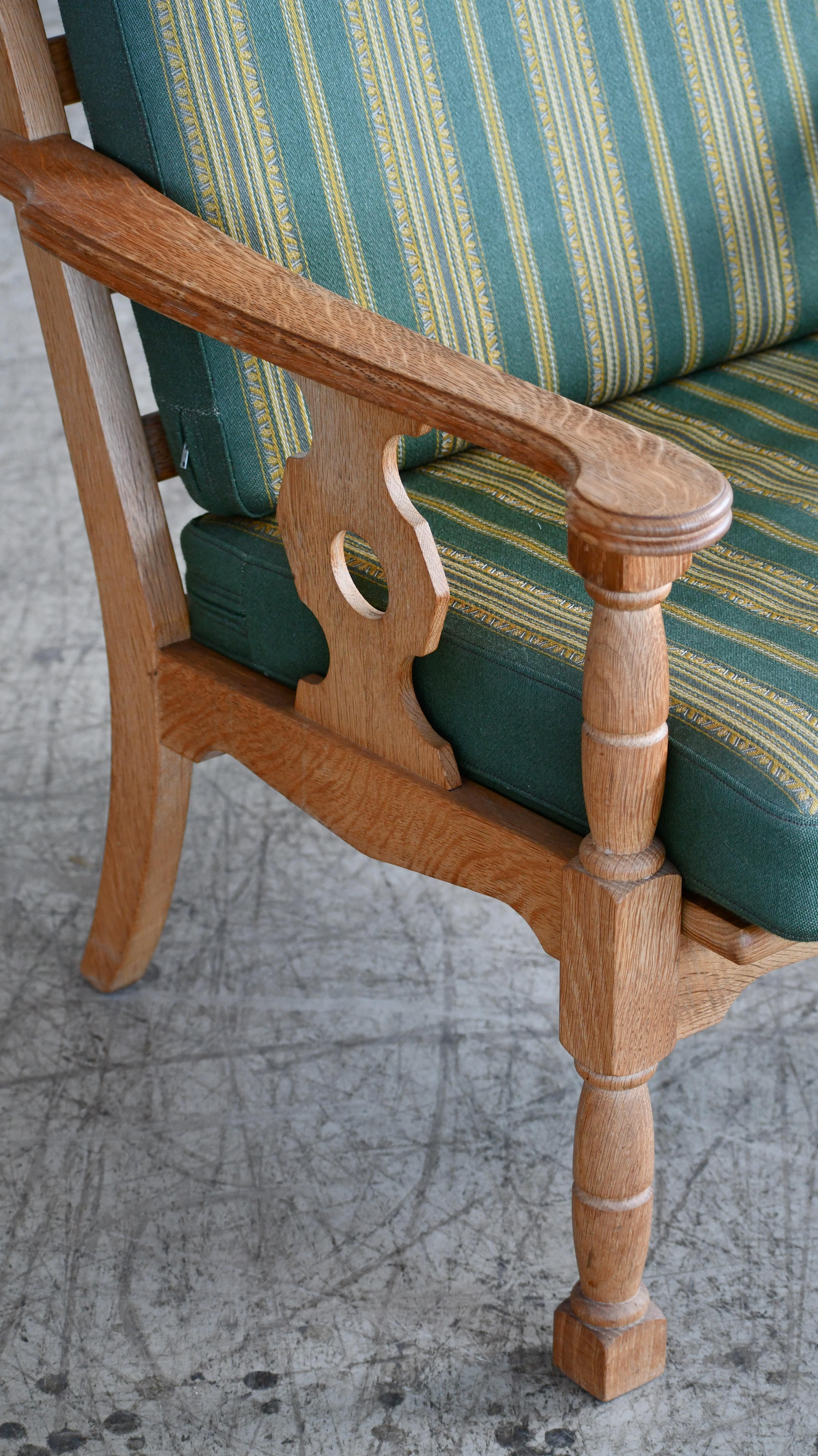 Late 20th Century Danish Mid-Century Carved Oak Easy Chairs in Oak by Henry Kjaernulf, 1960's For Sale