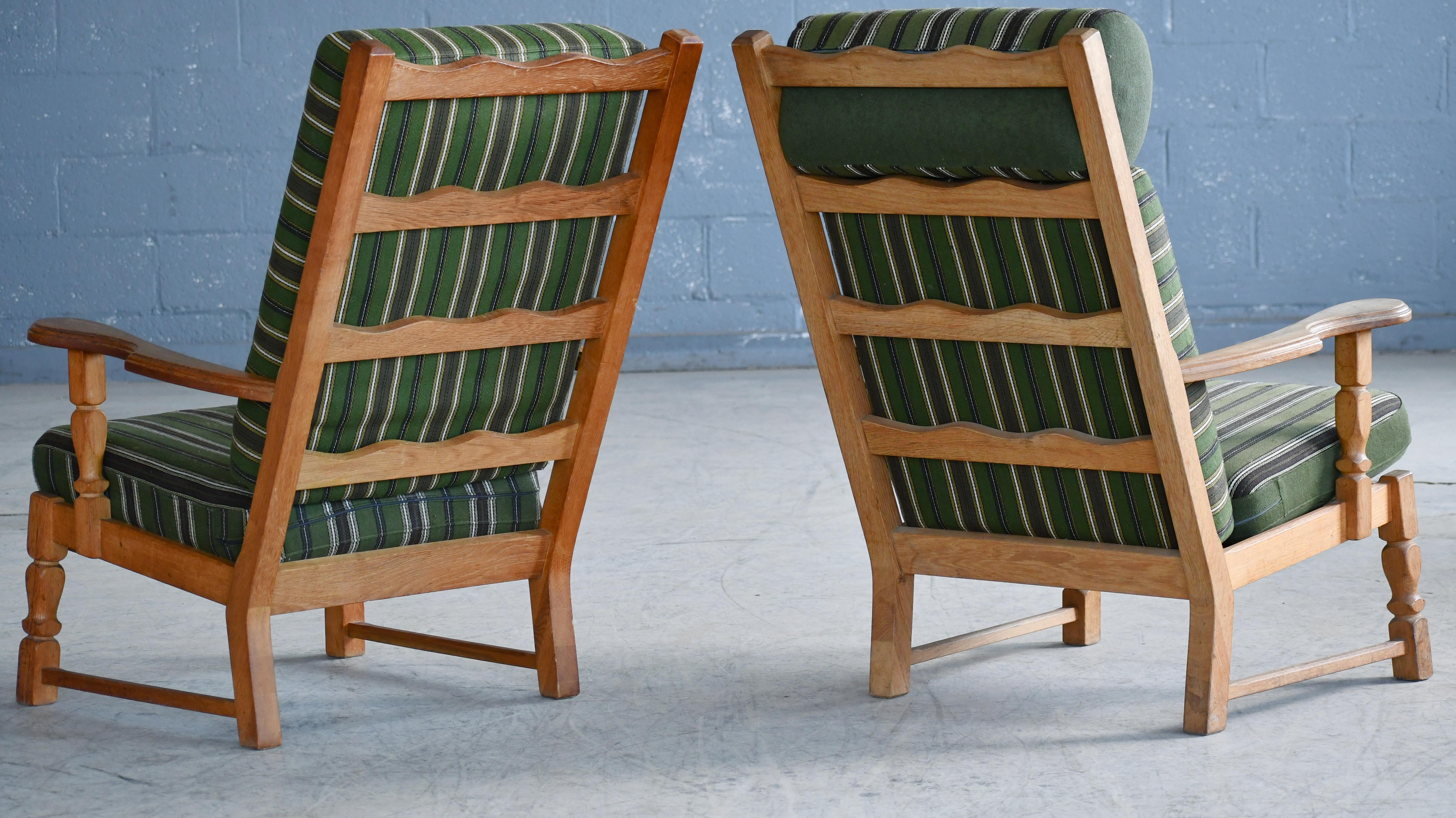 Danish Mid-Century Carved Oak Lounge Chairs in Oak by Kjaernulf, 1960's For Sale 7