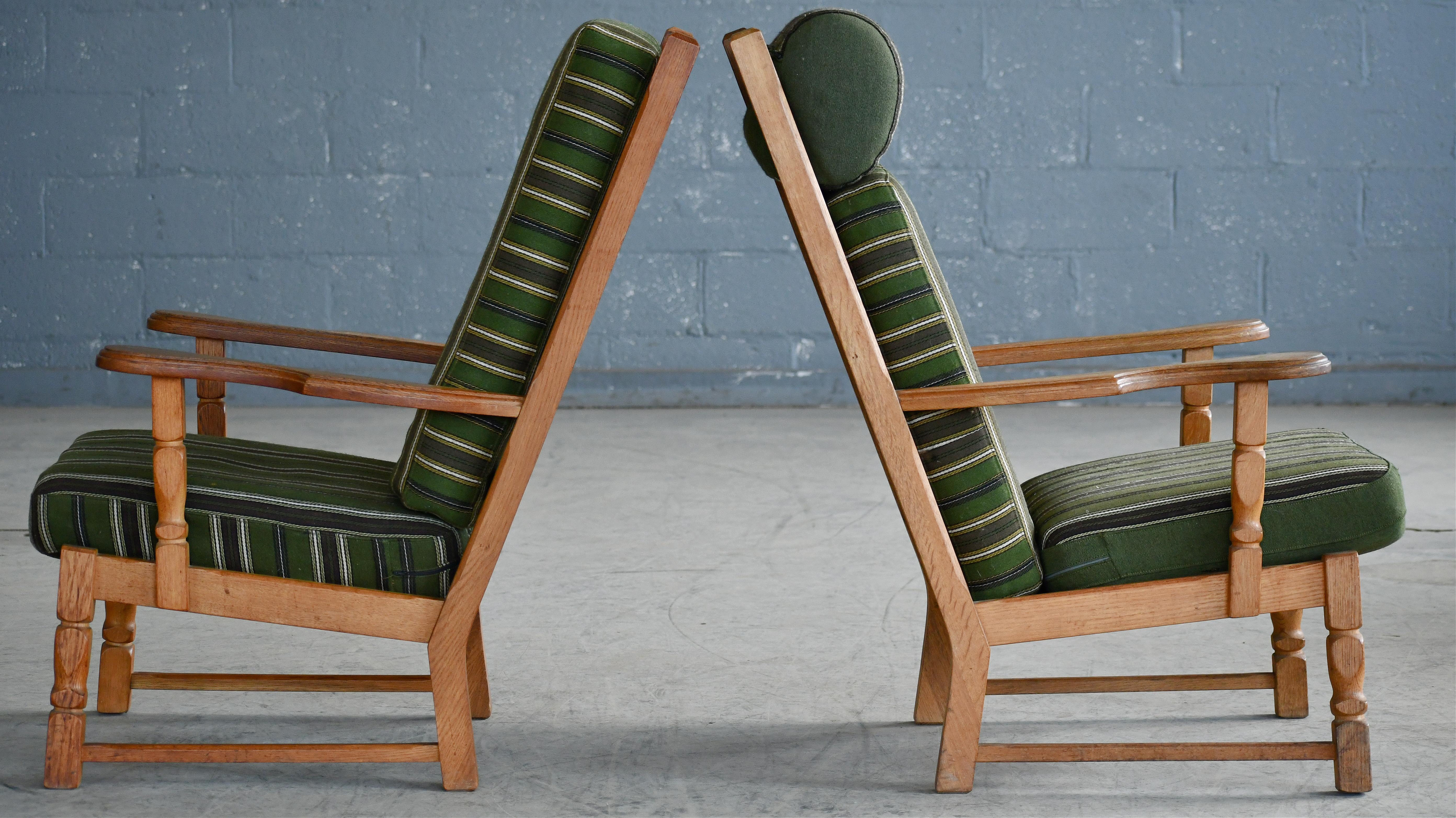 Danish Mid-Century Carved Oak Lounge Chairs in Oak by Kjaernulf, 1960's For Sale 8