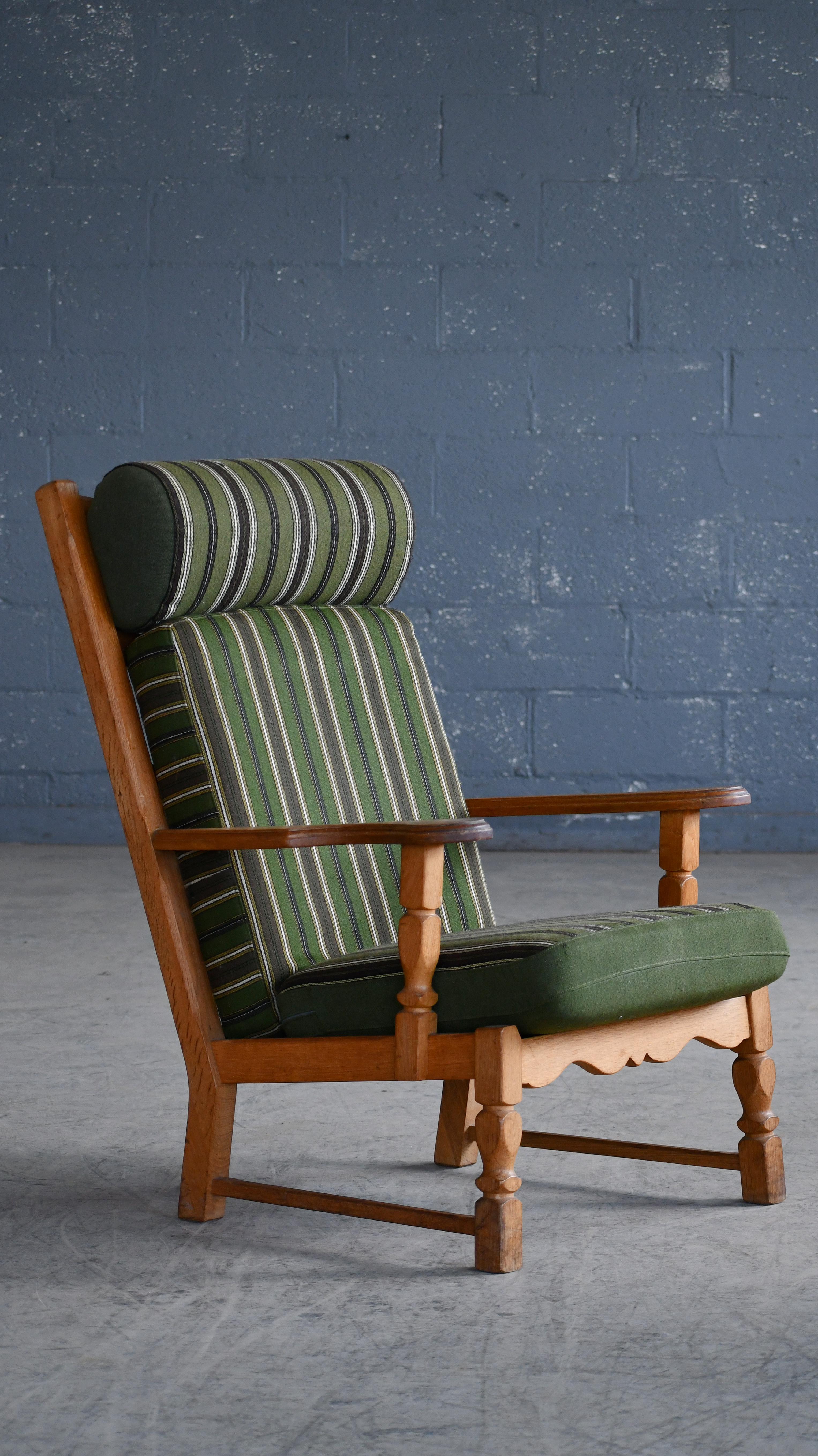 Late 20th Century Danish Mid-Century Carved Oak Lounge Chairs in Oak by Kjaernulf, 1960's For Sale