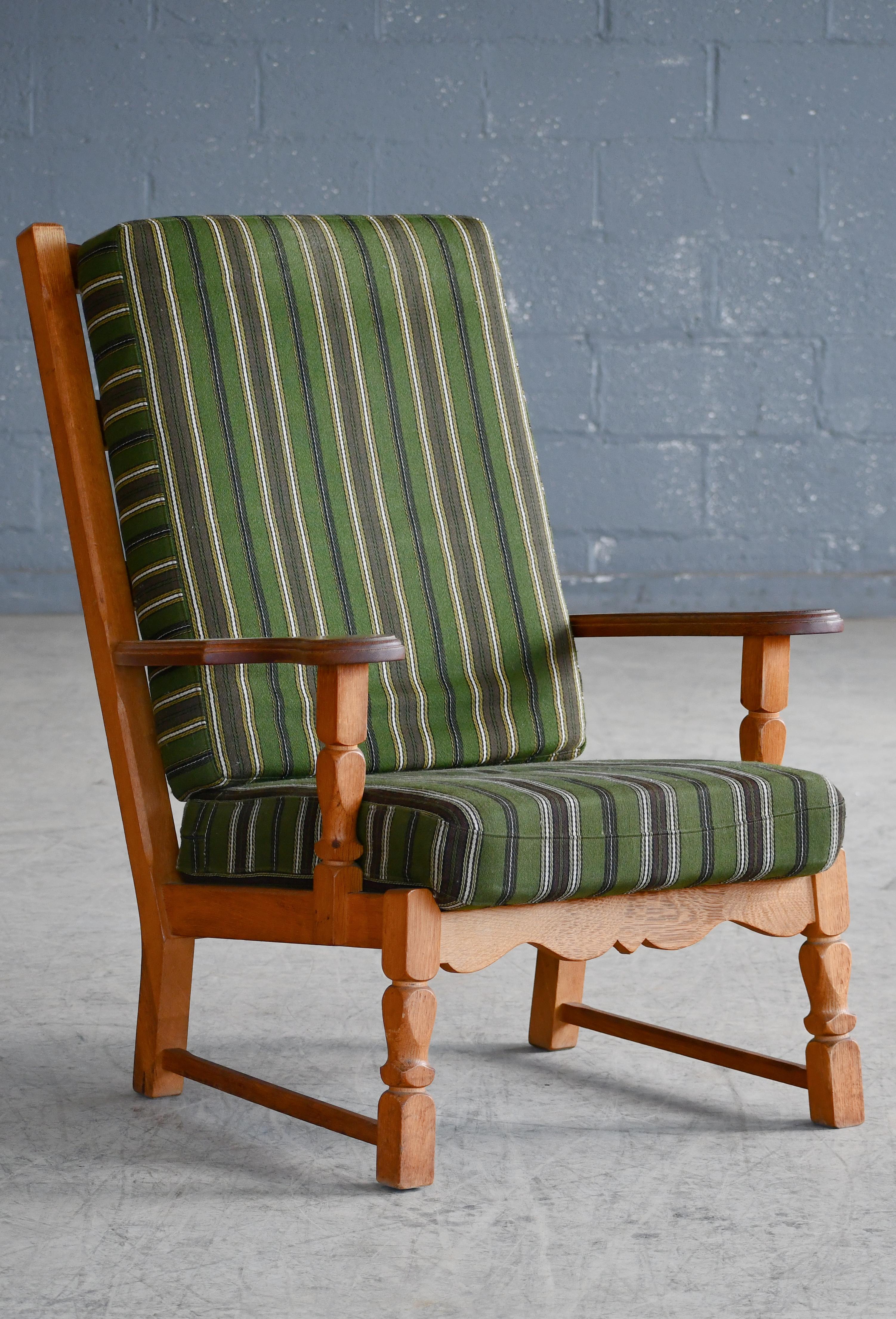 Danish Mid-Century Carved Oak Lounge Chairs in Oak by Kjaernulf, 1960's For Sale 2