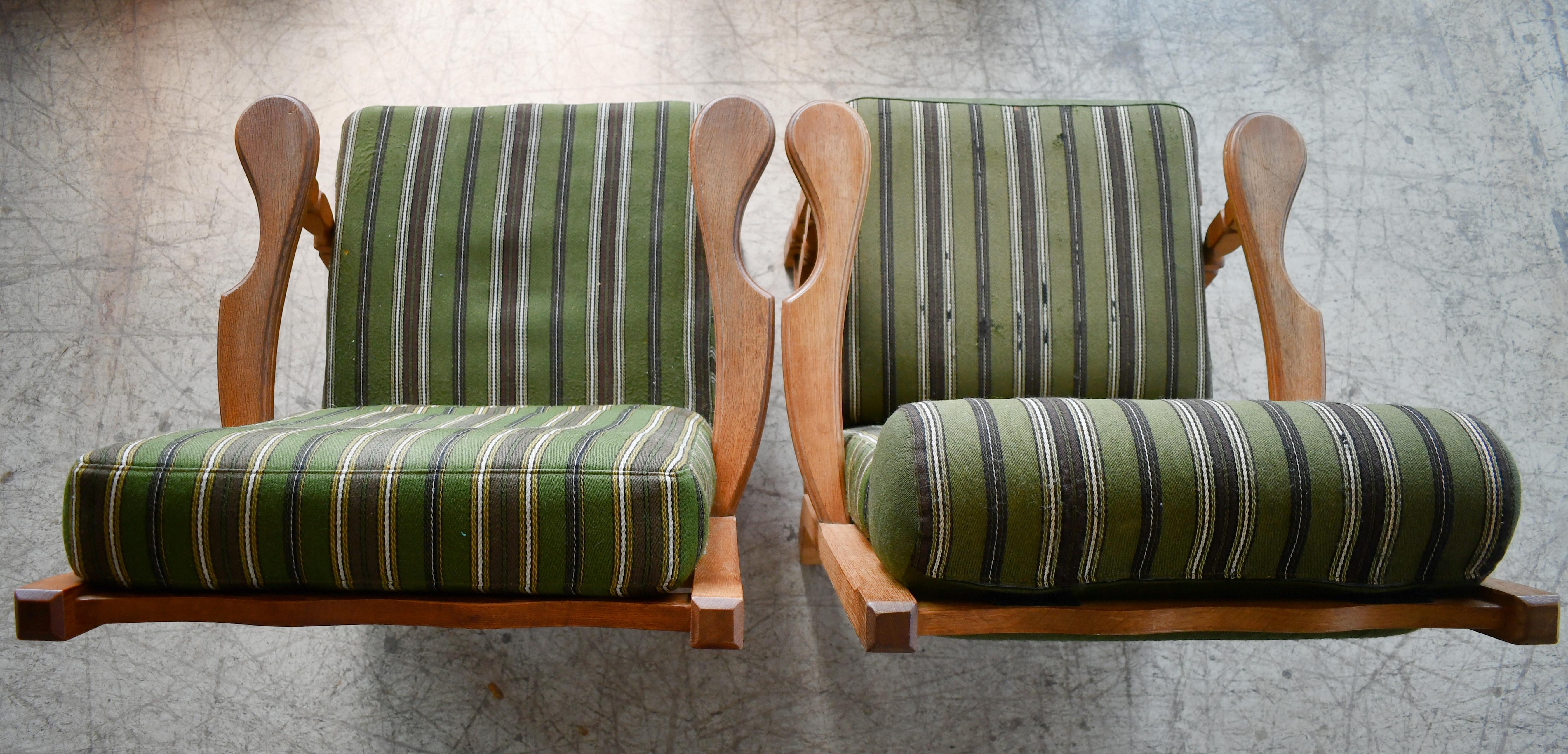 Danish Mid-Century Carved Oak Lounge Chairs in Oak by Kjaernulf, 1960's For Sale 3