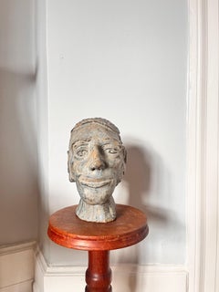Busto danés de cerámica de mediados de siglo, ca. 1960 esmaltado de color gris azulado