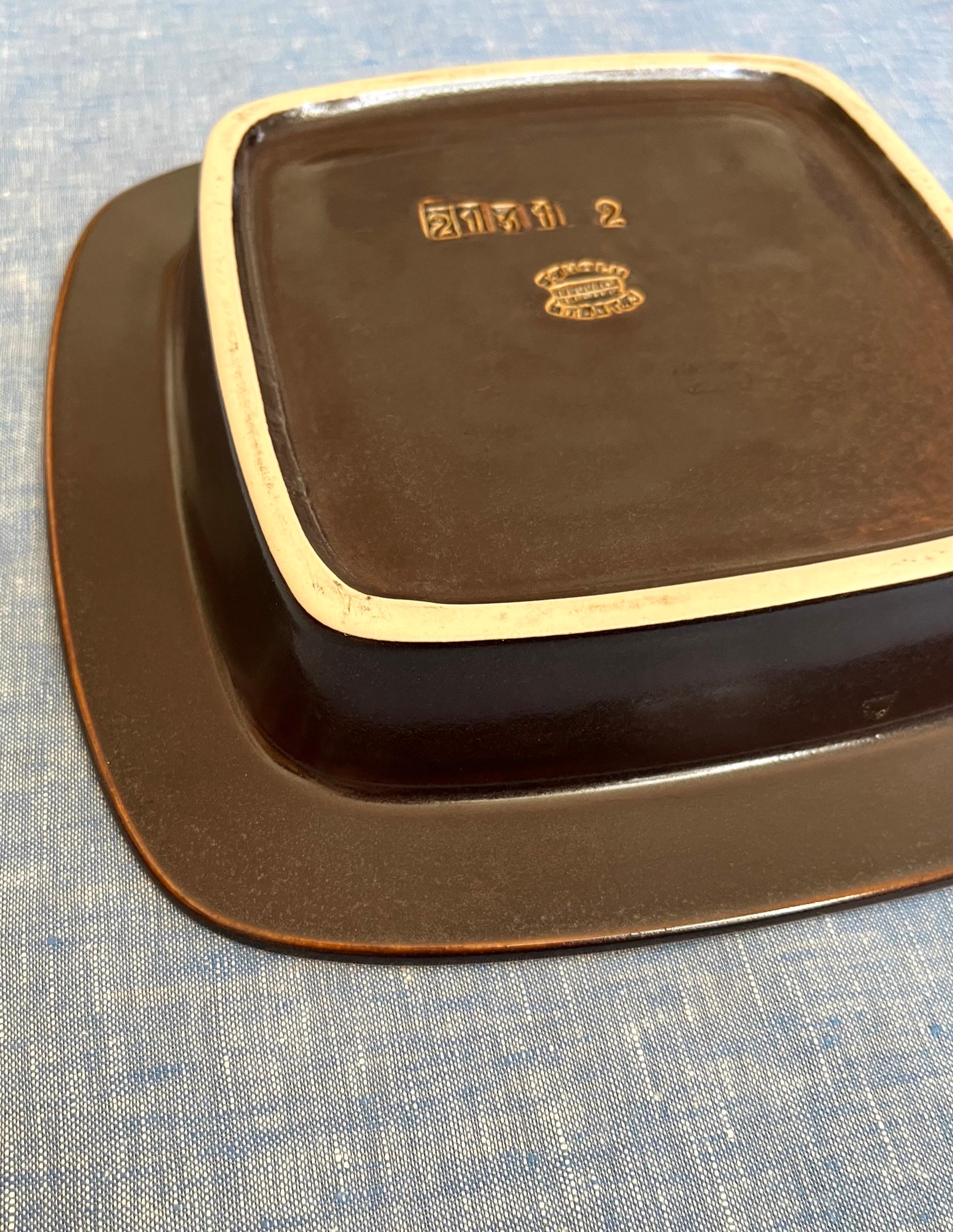 Piatto in ceramica danese di metà secolo Decorazioni organiche di Søholm, anni '60 in vendita 2