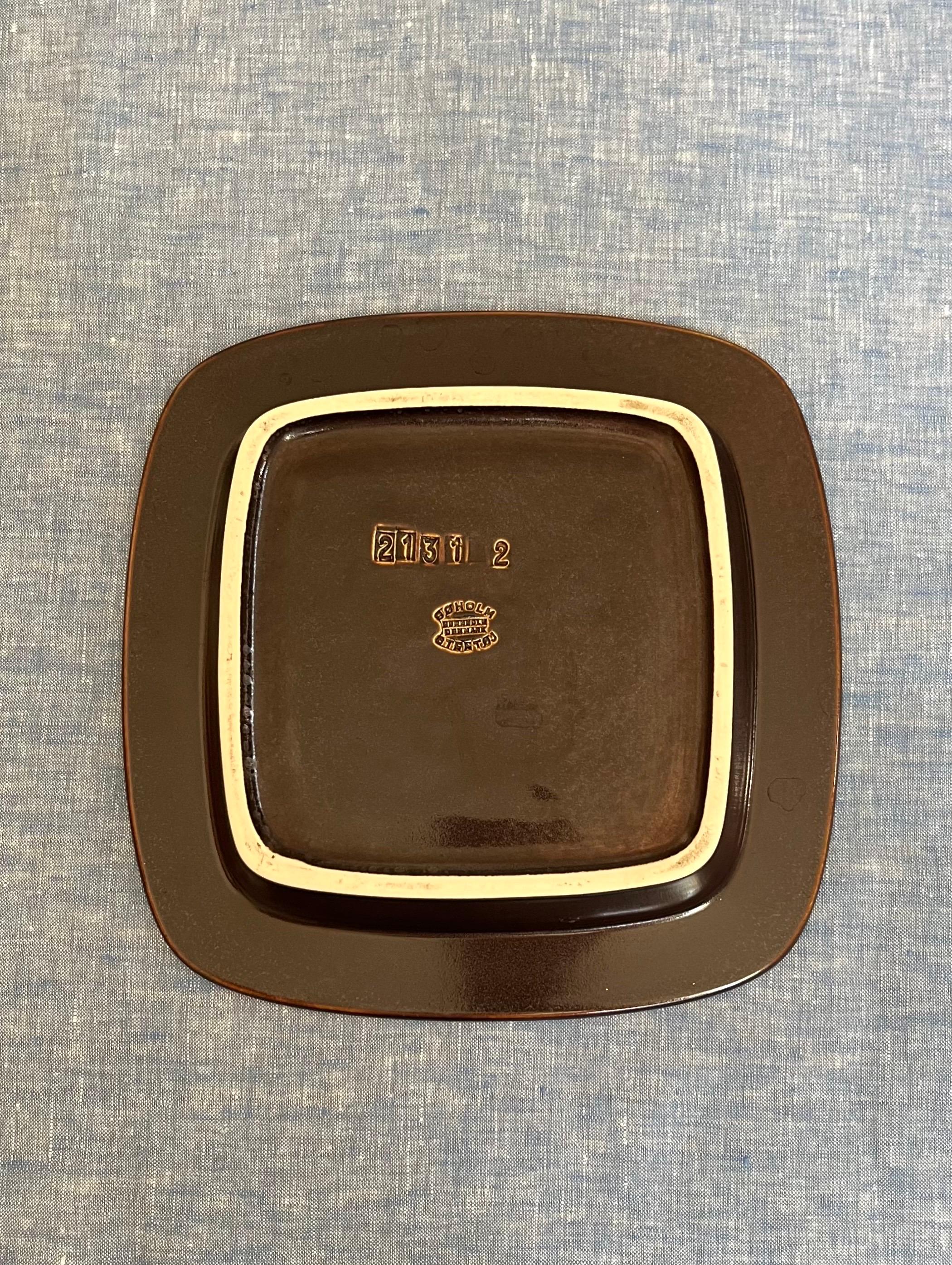 Piatto in ceramica danese di metà secolo Decorazioni organiche di Søholm, anni '60 in vendita 3