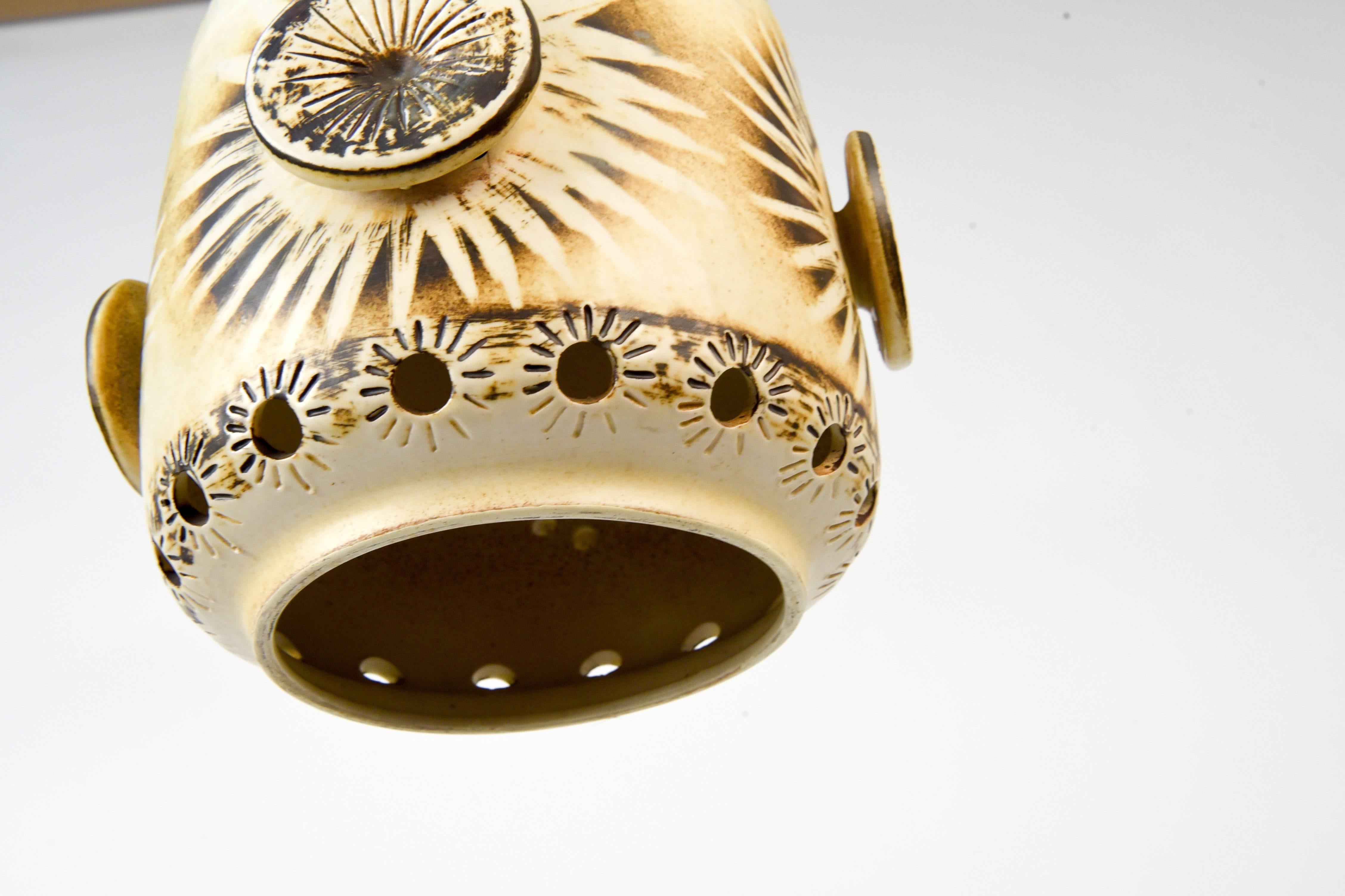 Danish Midcentury Ceramic Pendant Lamp 3