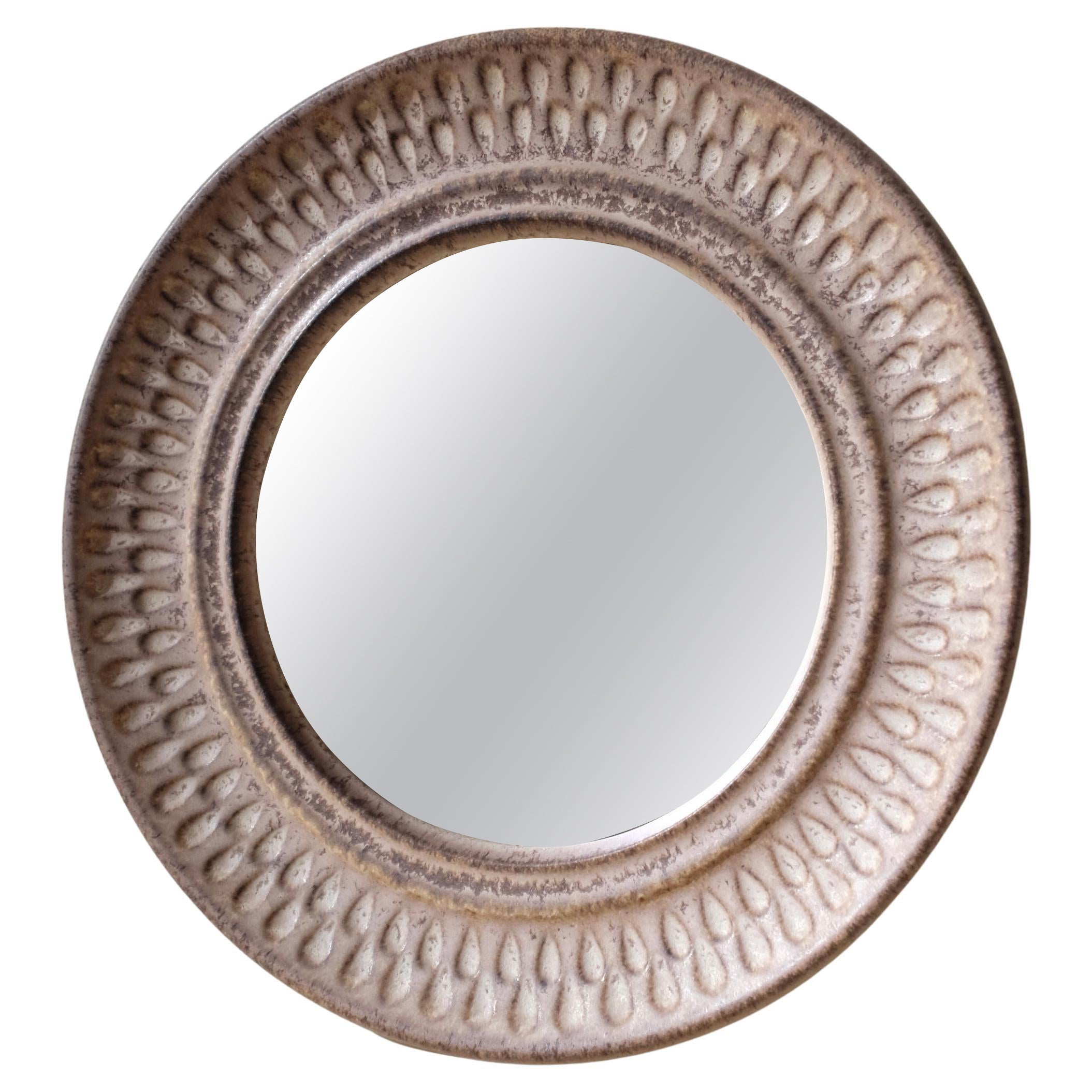 Danish Mid-Century Ceramic Wall Mirror
