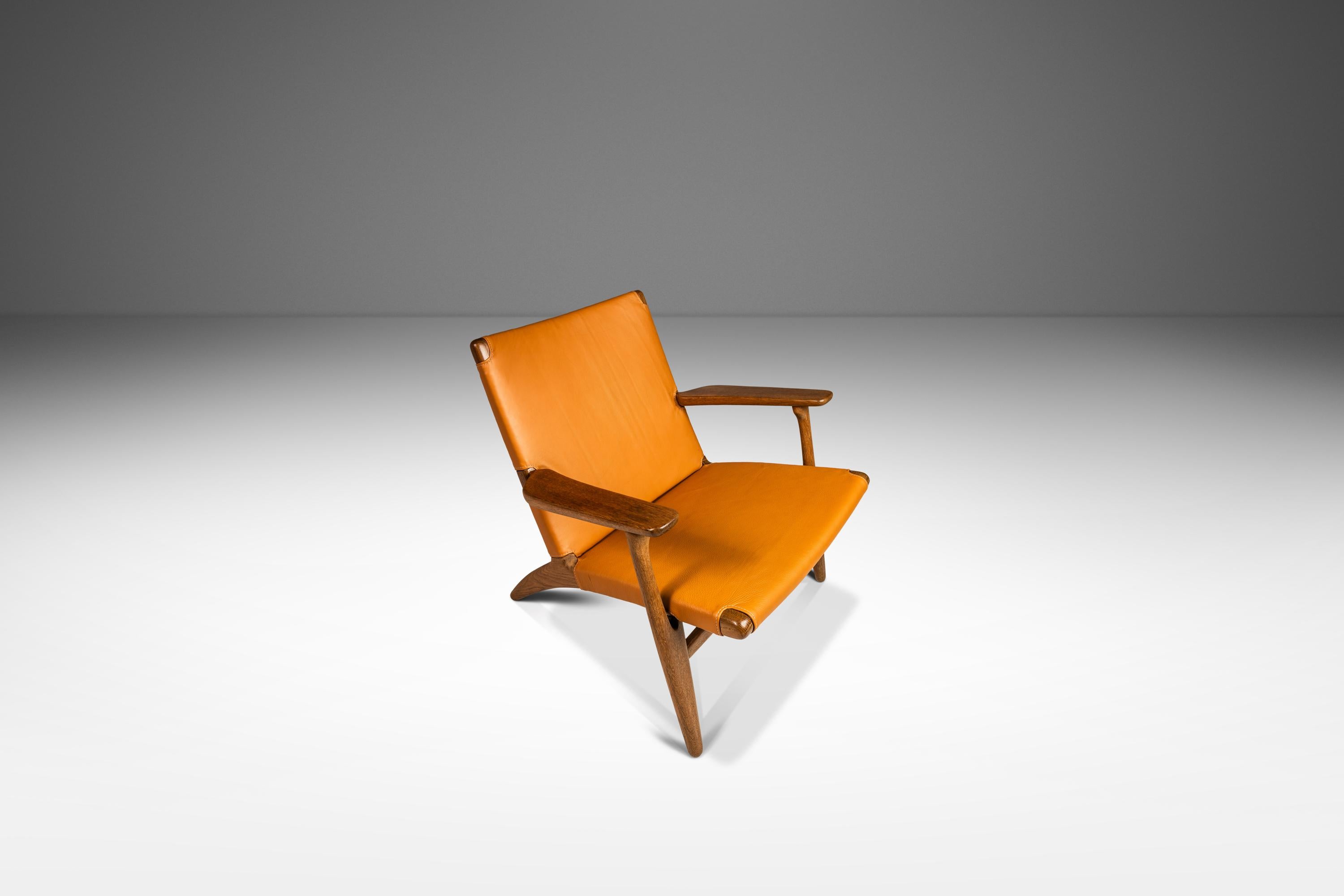  Danish Mid-Century CH 25 Lounge Chair by Hans J. Wegner, Oak & Leather, c. 1950 For Sale 6