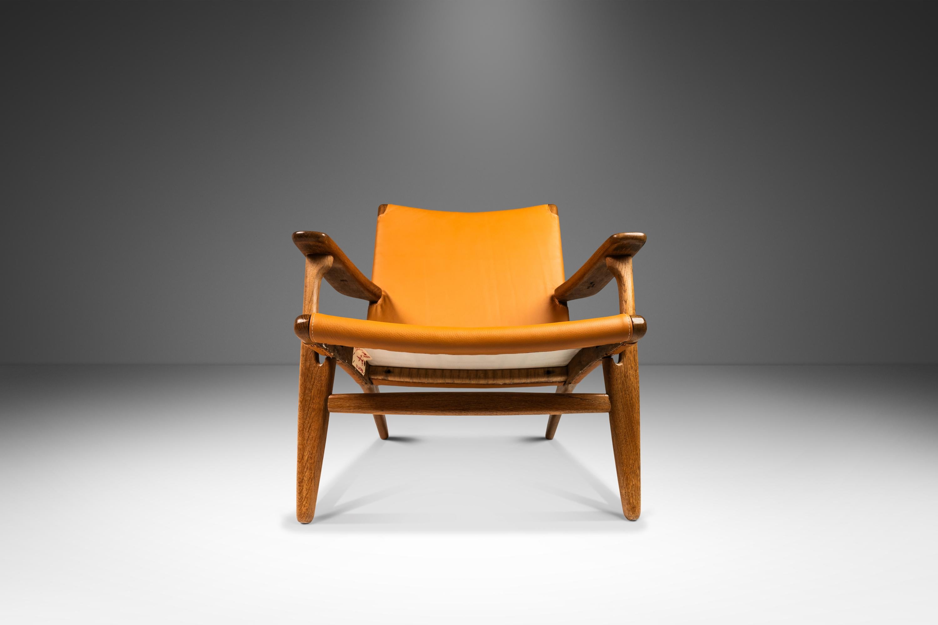  Danish Mid-Century CH 25 Lounge Chair by Hans J. Wegner, Oak & Leather, c. 1950 For Sale 9