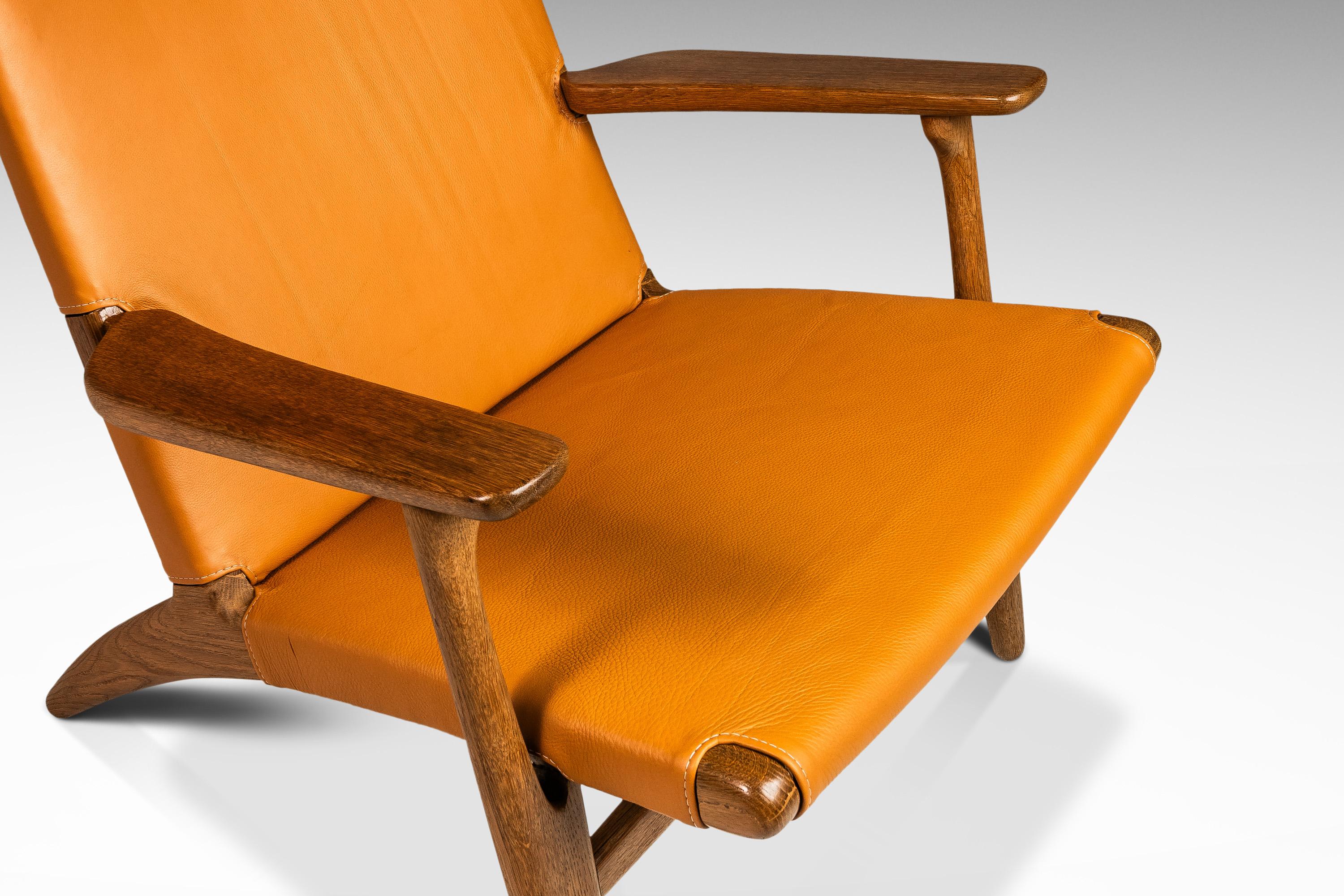  Danish Mid-Century CH 25 Lounge Chair by Hans J. Wegner, Oak & Leather, c. 1950 For Sale 12