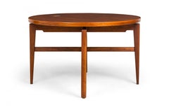Danish Mid-Century Circular Walnut Revolving Lazy Susan Dining Table