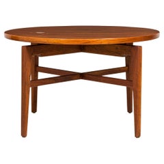 Danish Mid-Century Circular Walnut Revolving Lazy Susan Dining Table