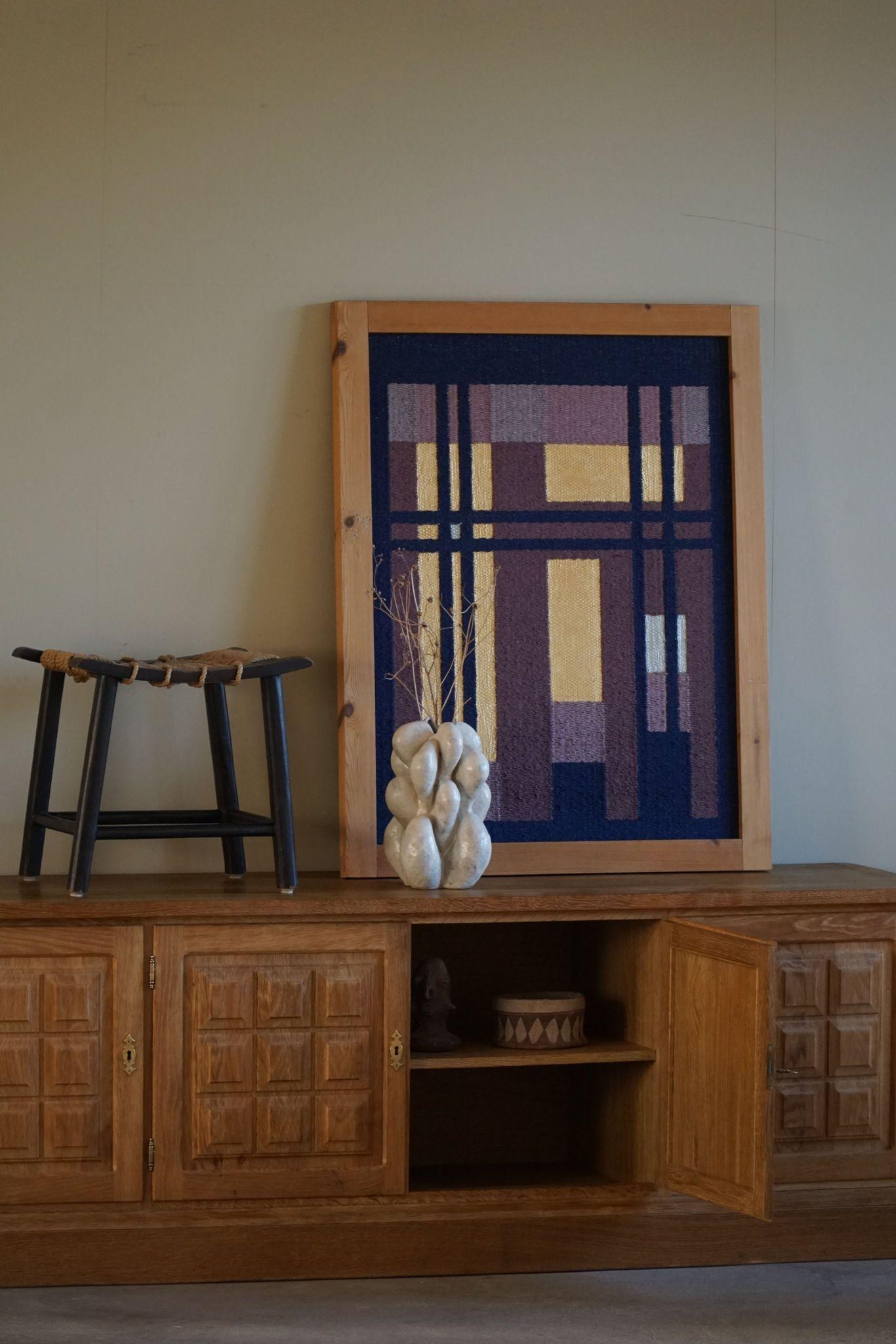 Danish Mid Century, Classic Low Rectangular Brutalist Sideboard in Oak, 1950s 8