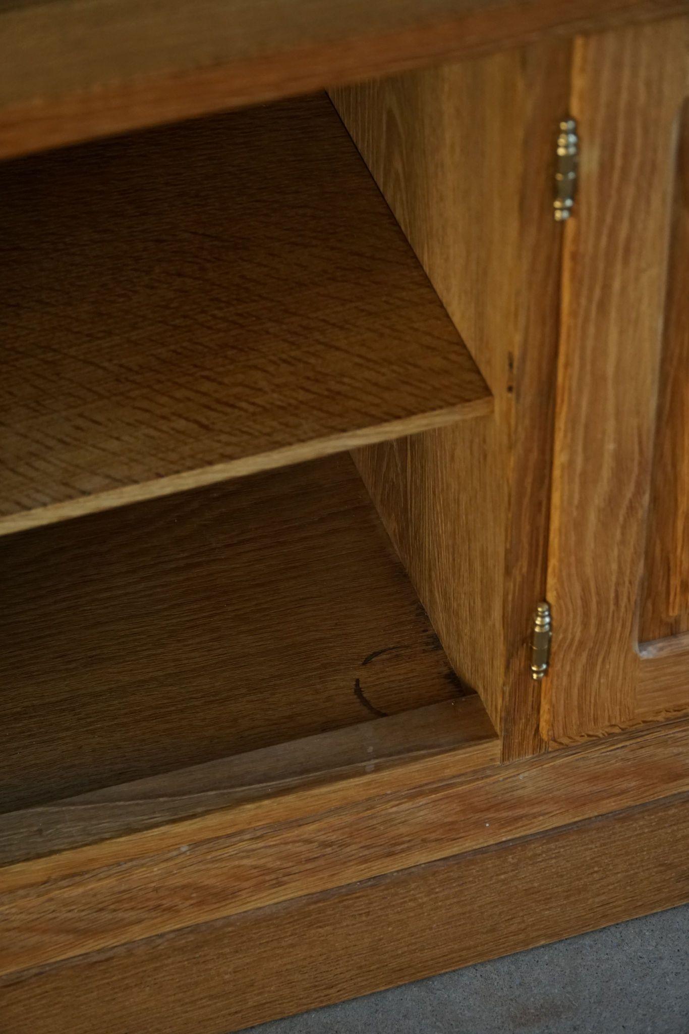Danish Mid Century, Classic Low Rectangular Brutalist Sideboard in Oak, 1950s 13