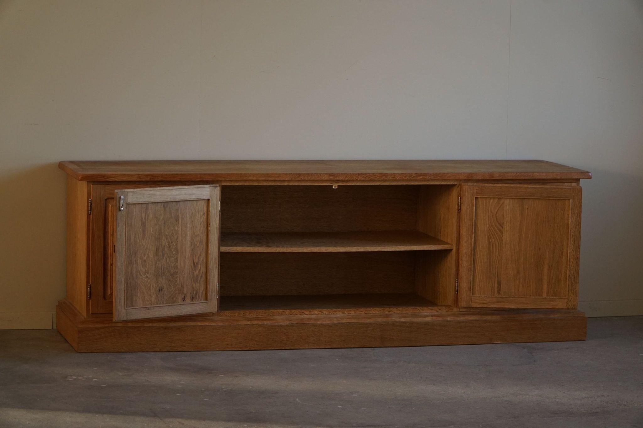 20th Century Danish Mid Century, Classic Low Rectangular Brutalist Sideboard in Oak, 1950s