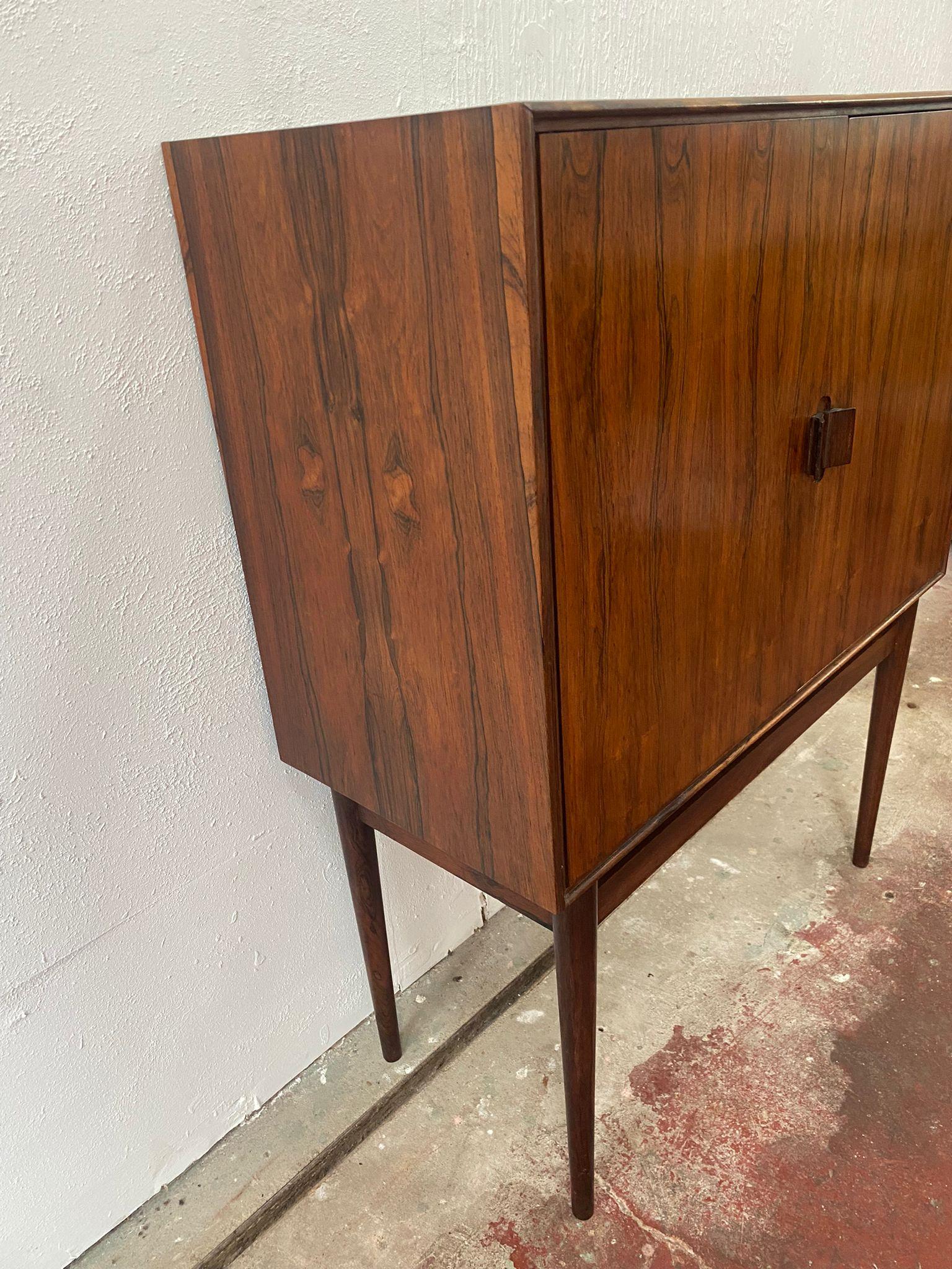 Danish Mid Century Cocktail Cabinet by Helge Vestergaard Jensen  In Good Condition For Sale In Sherborne, GB