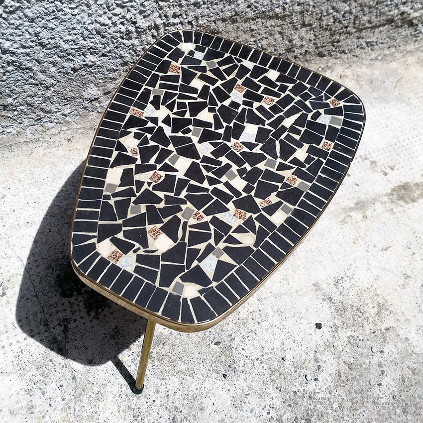 Mid-Century Modern Danish Midcentury Coffee Table or Plants Holder with Mosaic Top, 1960s