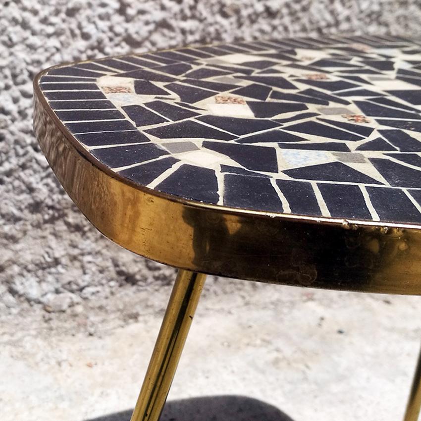 Danish Midcentury Coffee Table or Plants Holder with Mosaic Top, 1960s In Good Condition In MIlano, IT