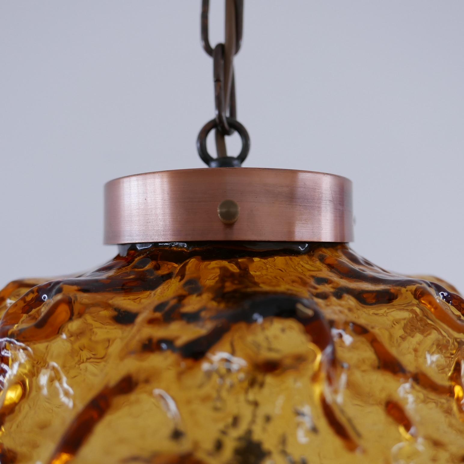 Danish Mid-Century Copper and Glass Pendant Light For Sale 1