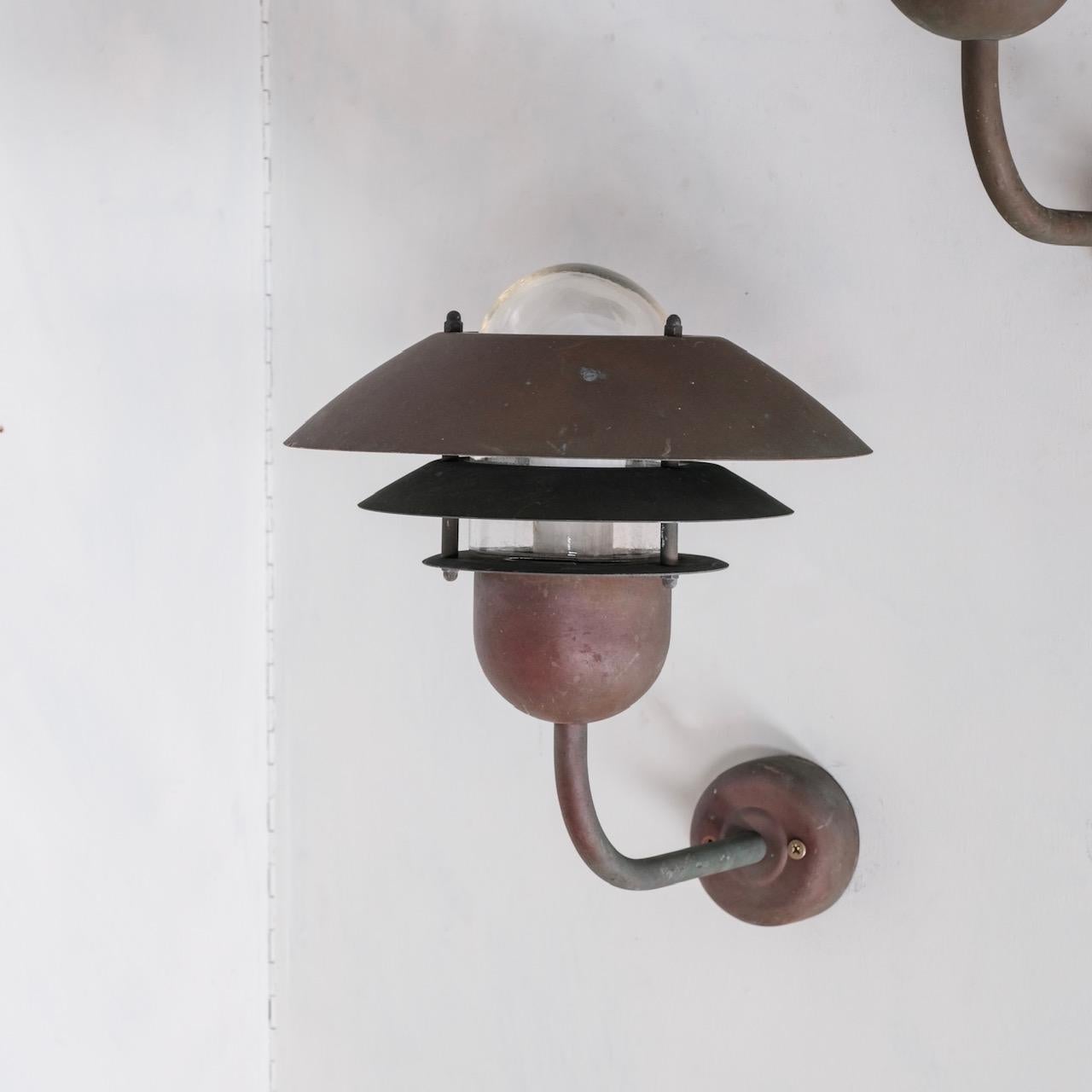 Danish Mid-Century Copper and Glass Wall Lights '5 Available' In Good Condition For Sale In London, GB