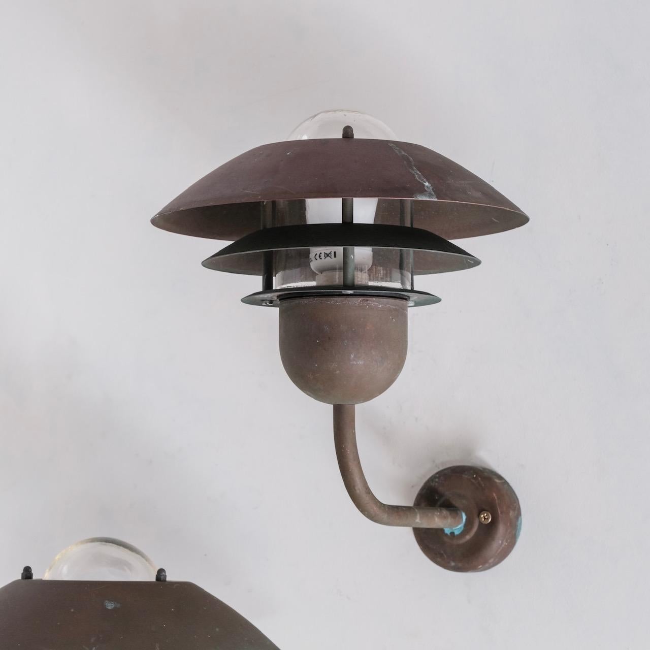 20th Century Danish Mid-Century Copper and Glass Wall Lights '5 Available' For Sale