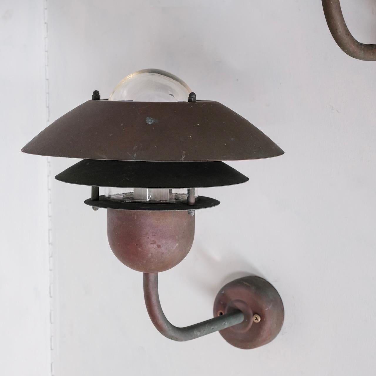 Danish Mid-Century Copper and Glass Wall Lights '5 Available' For Sale 5