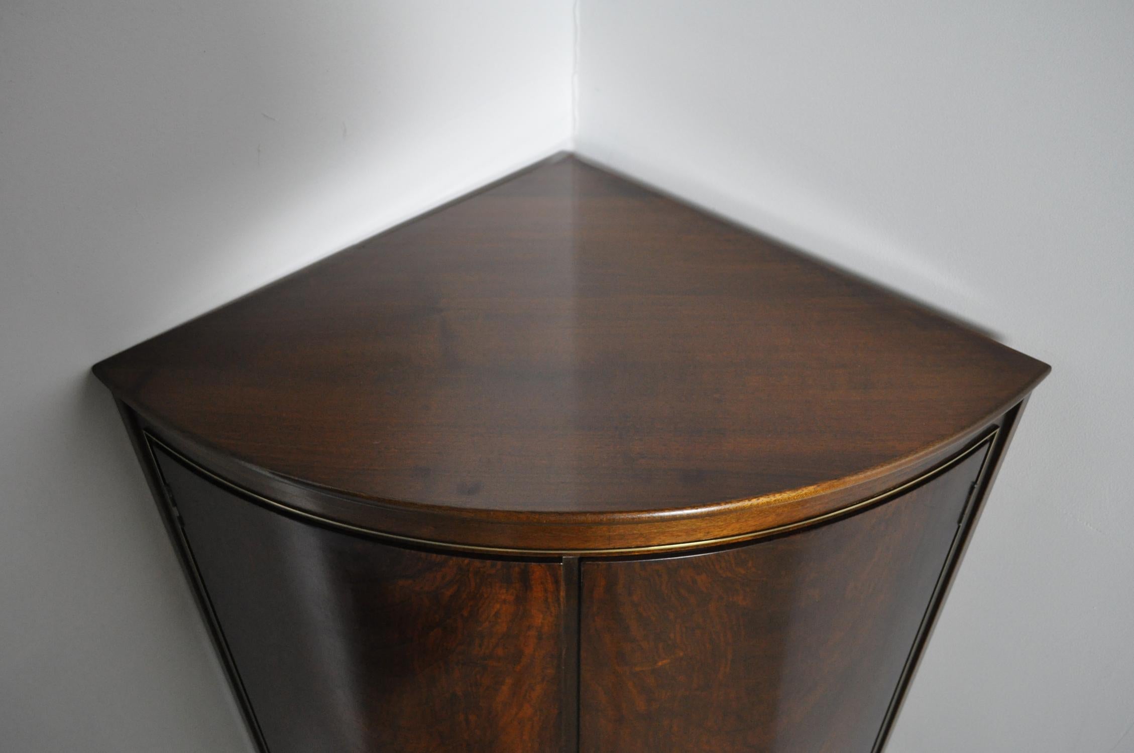 Veneer Danish Midcentury Corner Cupboard in Mahogany, Denmark, 1960s For Sale