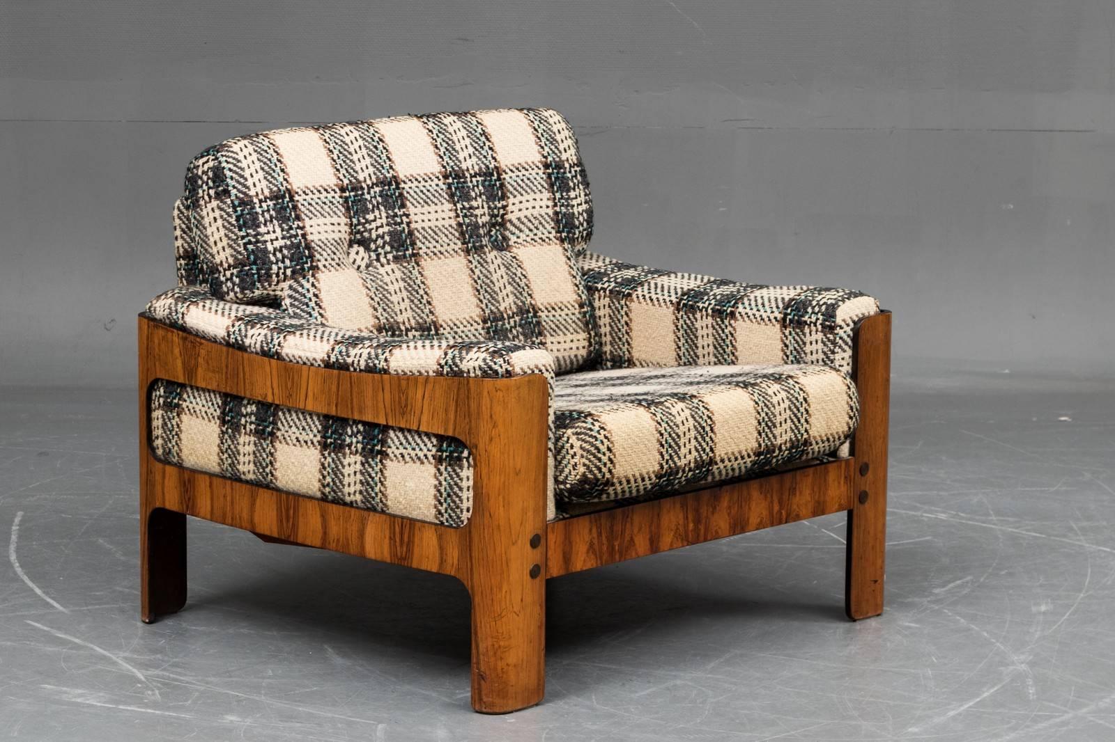 Mid-Century Modern Danish Midcentury Cubistic Easy Chair in Rosewood Veneer by Komfort Mobler