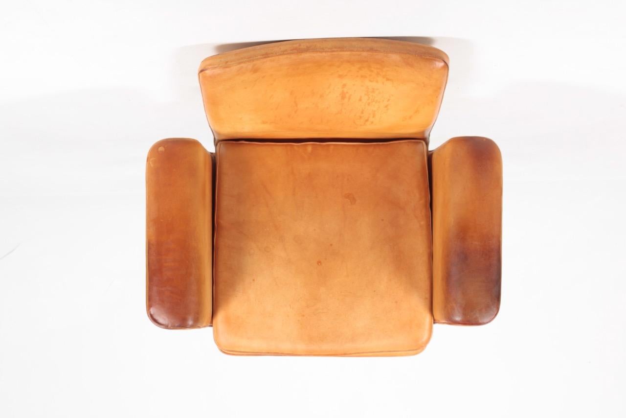 Danish Midcentury Desk Chair in Patinated Leather by Jørgen Rasmussen 1
